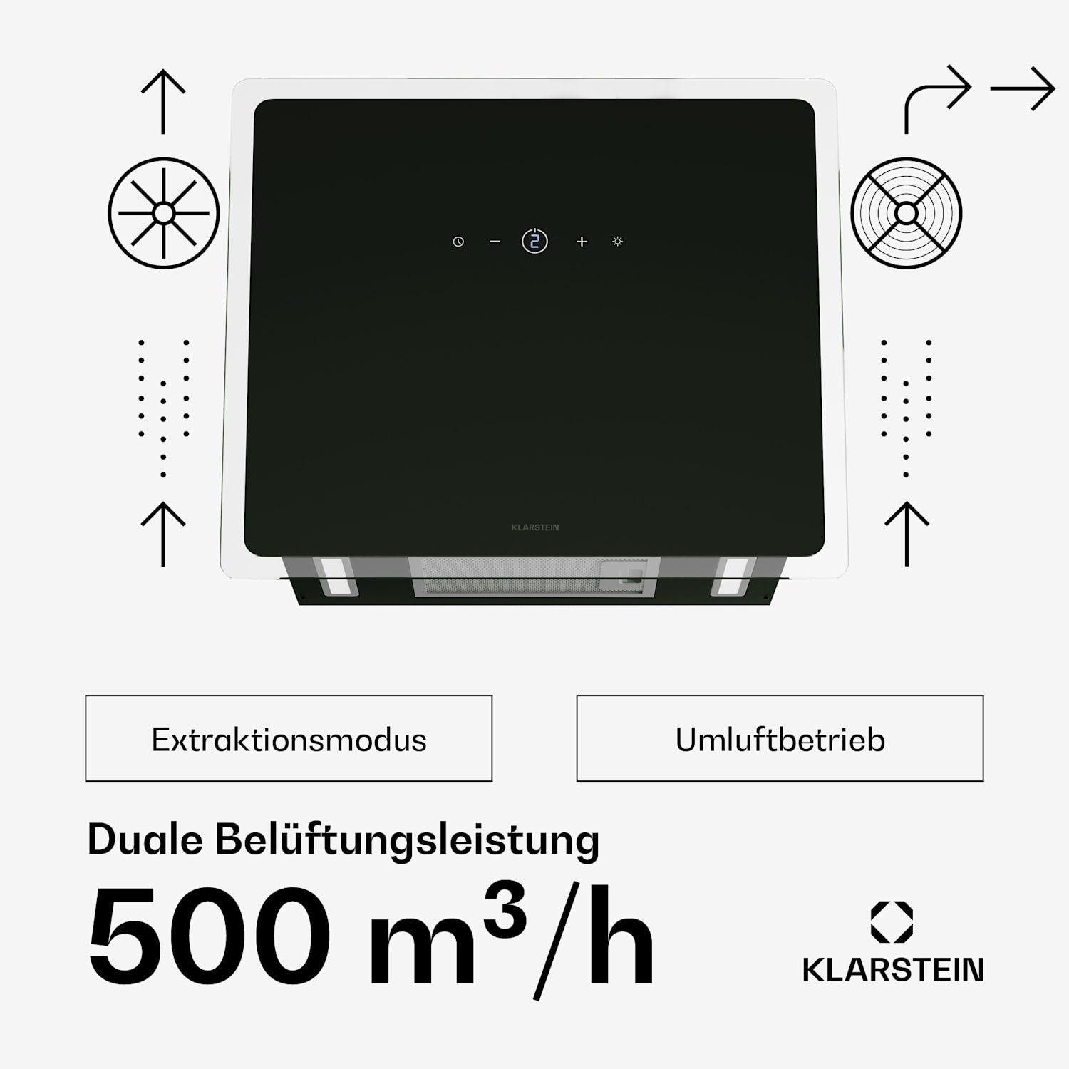 AlizeEdge Dunstabzugshaube | Touch | Flach | Leise | Bauweise | A+ 60 cm | Schwarz