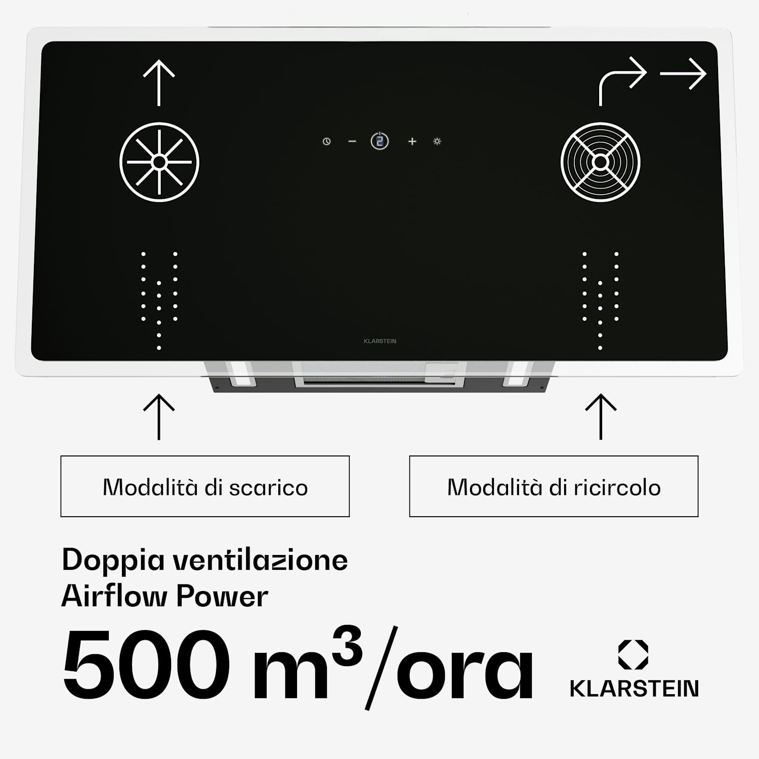 AlizeEdge - Cappa aspirante | Touch | Piatta | Silenziosa | Struttura | A+ 90 cm | Nero