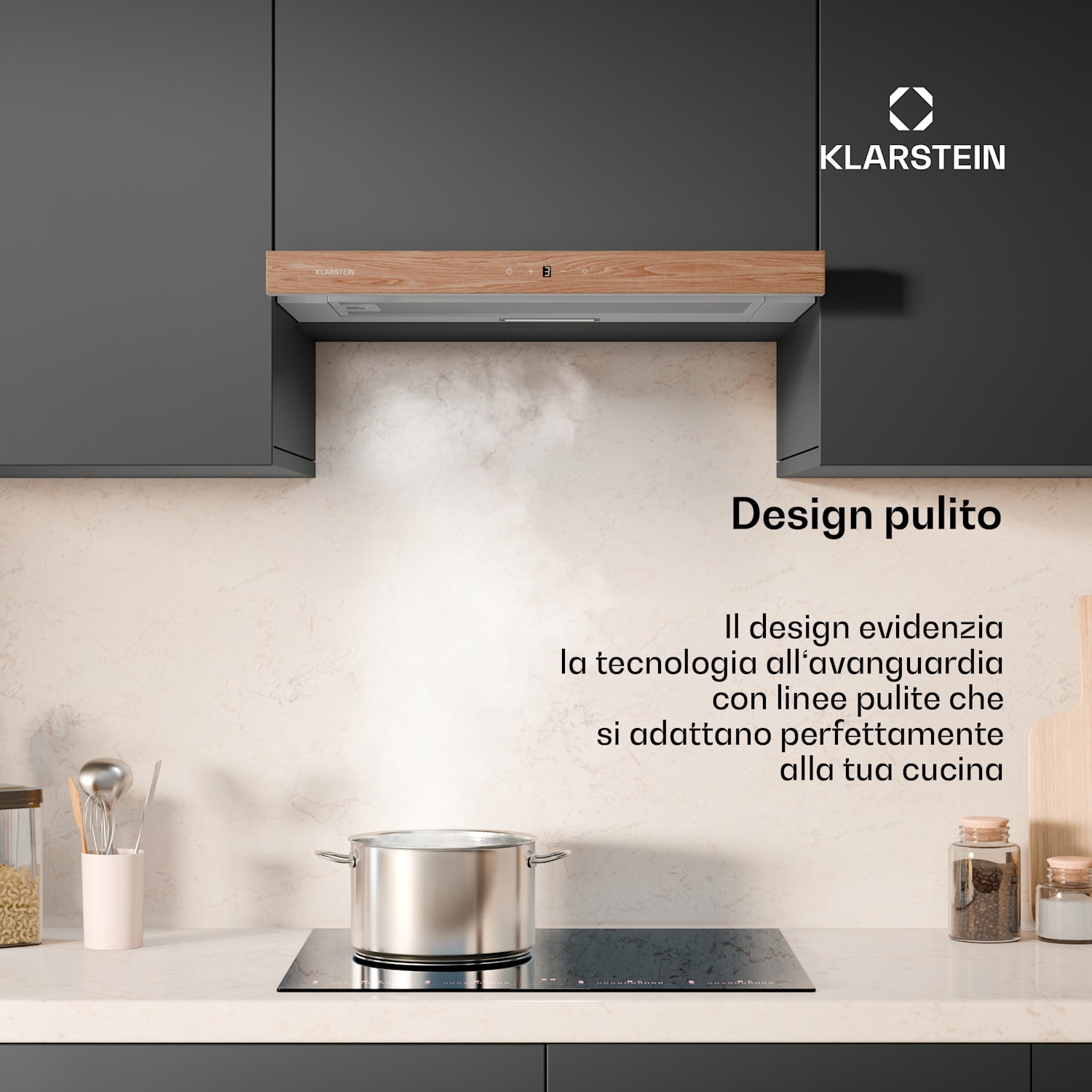 ZenFusion - Cappa aspirante | Flusso d'aria: 400 m³/ora | Classe energetica A | Scarico/ricircolo | 3 livelli di ventilazione | Silenziosa 60 cm | Bianco