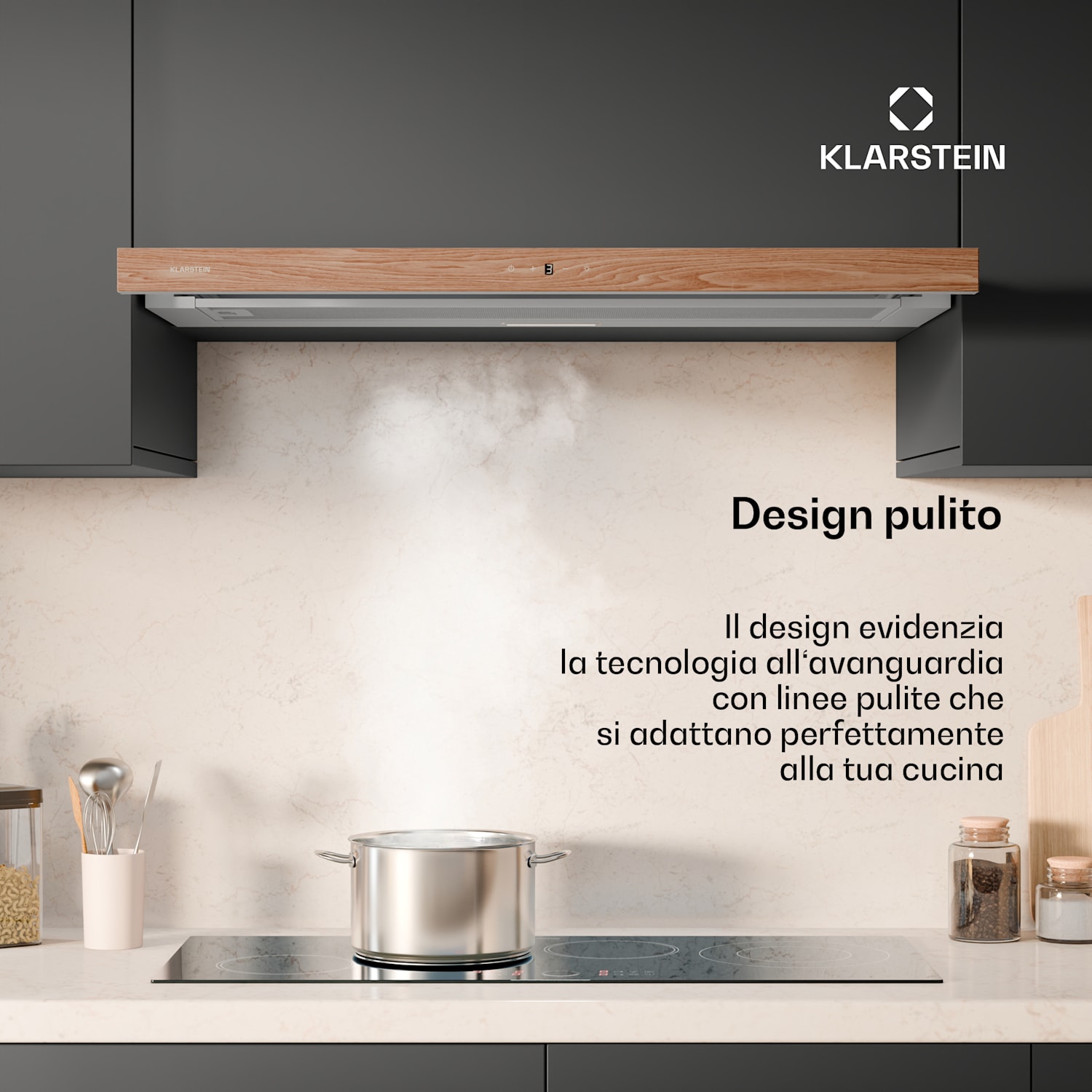 ZenFusion - Cappa aspirante | Flusso d'aria: 400 m³/ora | Classe energetica A | Scarico/ricircolo | 3 livelli di ventilazione | Silenziosa 90 cm | Bianco