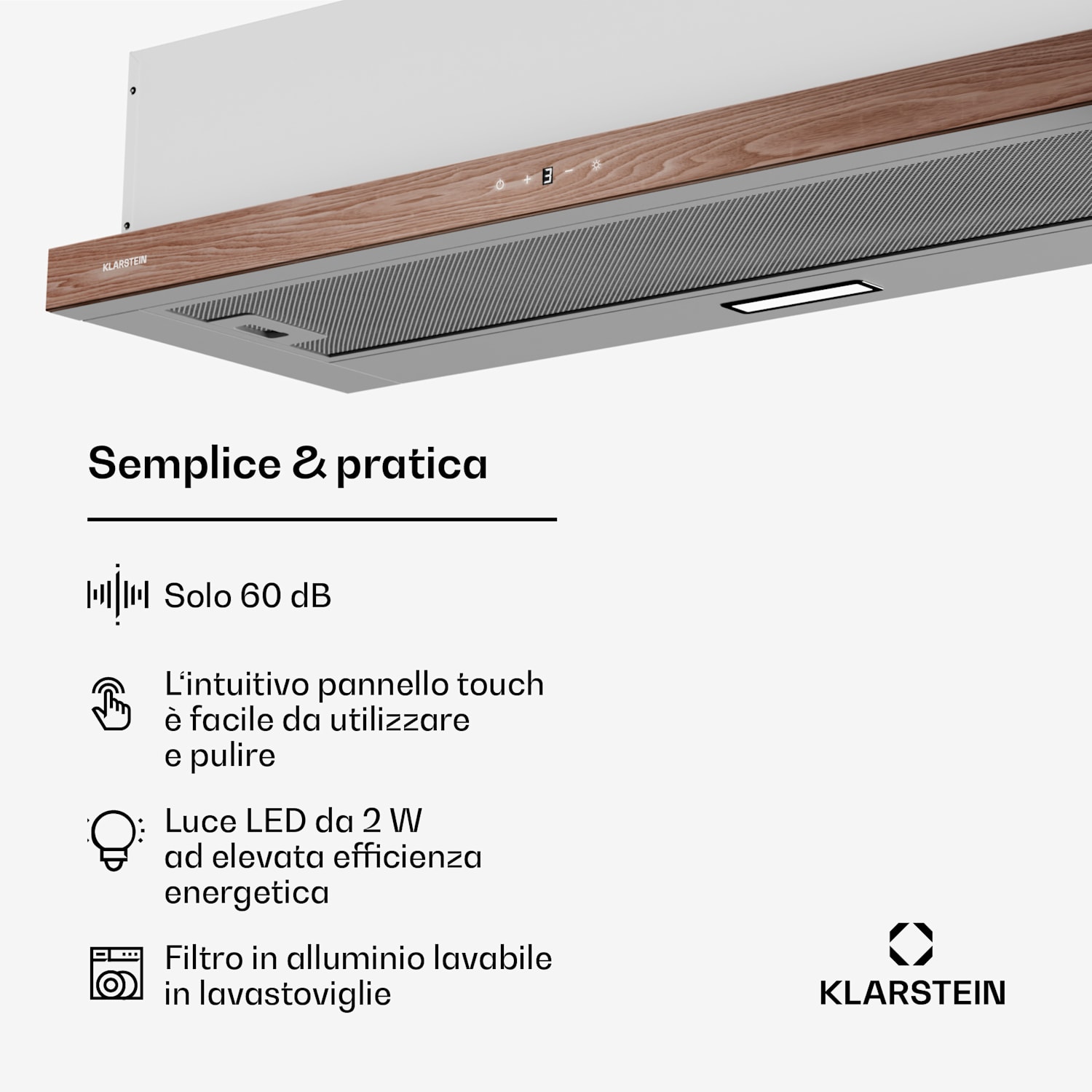 ZenFusion - Cappa aspirante | Flusso d'aria: 400 m³/ora | Classe energetica A | Scarico/ricircolo | 3 livelli di ventilazione | Silenziosa 90 cm | Bianco