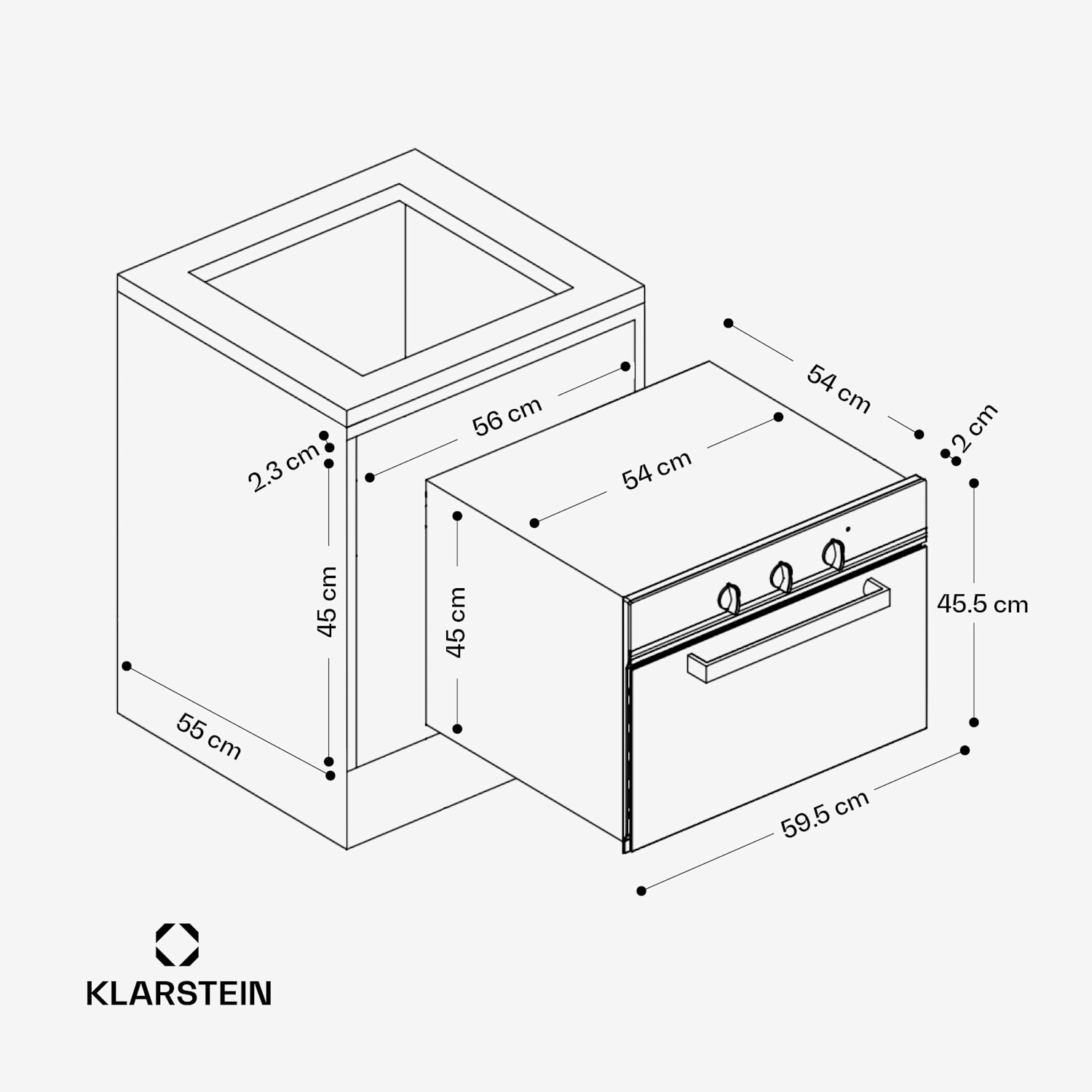 SpaceSmart compact built-in oven White