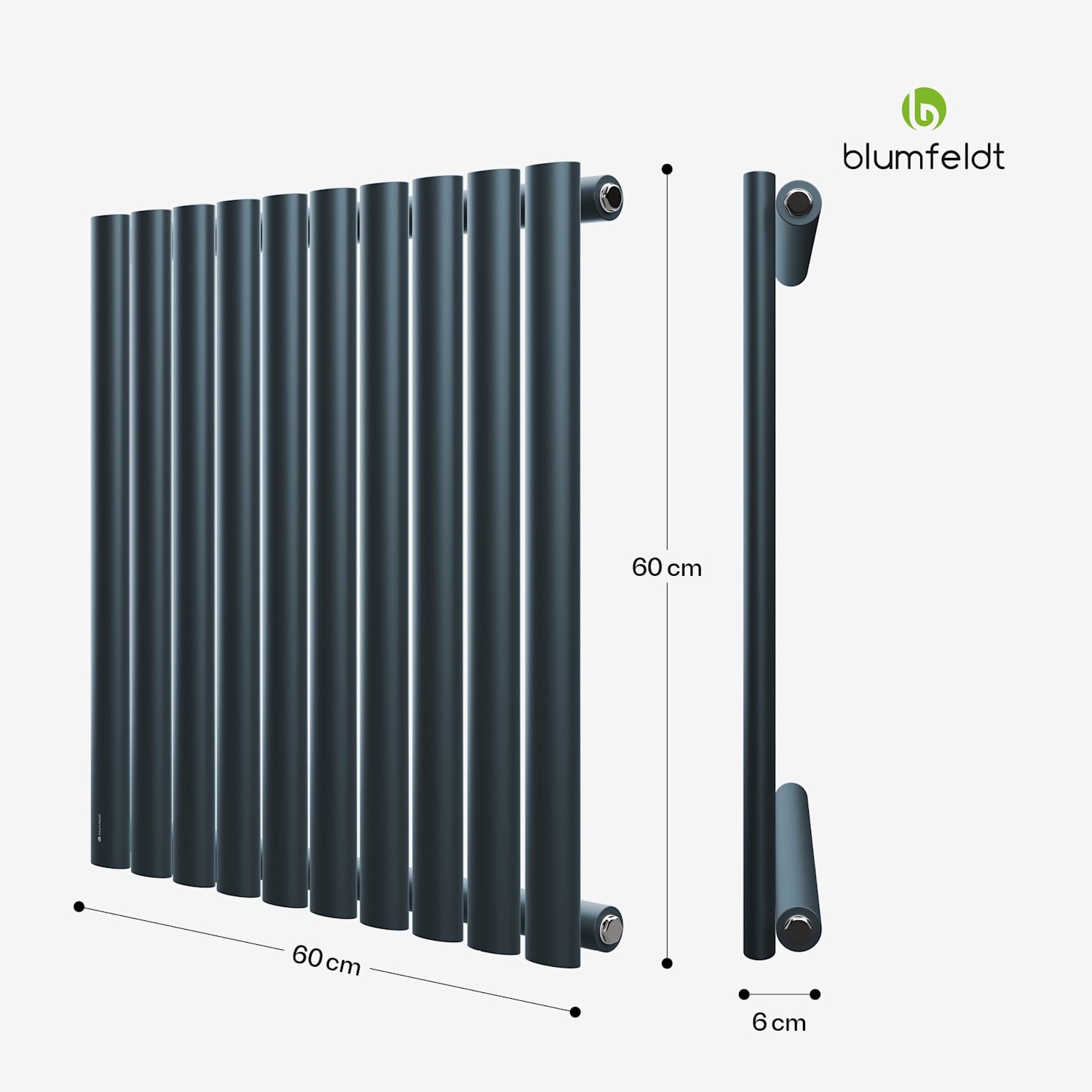 Blumfeldt Tallheo - Radiatore, 60x30, 462 W Single Layer | 60 x 60 cm | Antracite