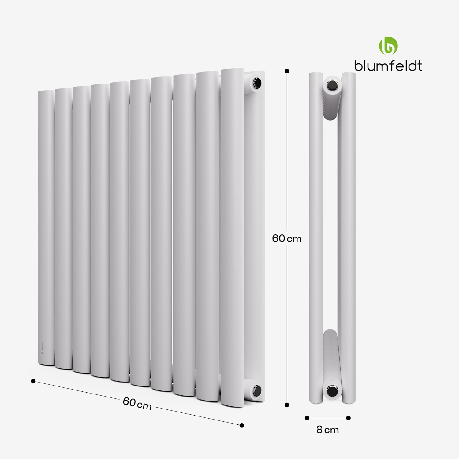 Blumfeldt Tallheo - Radiatore, 60x30, 707 W Double Layer | 60 x 60 cm | Bianco
