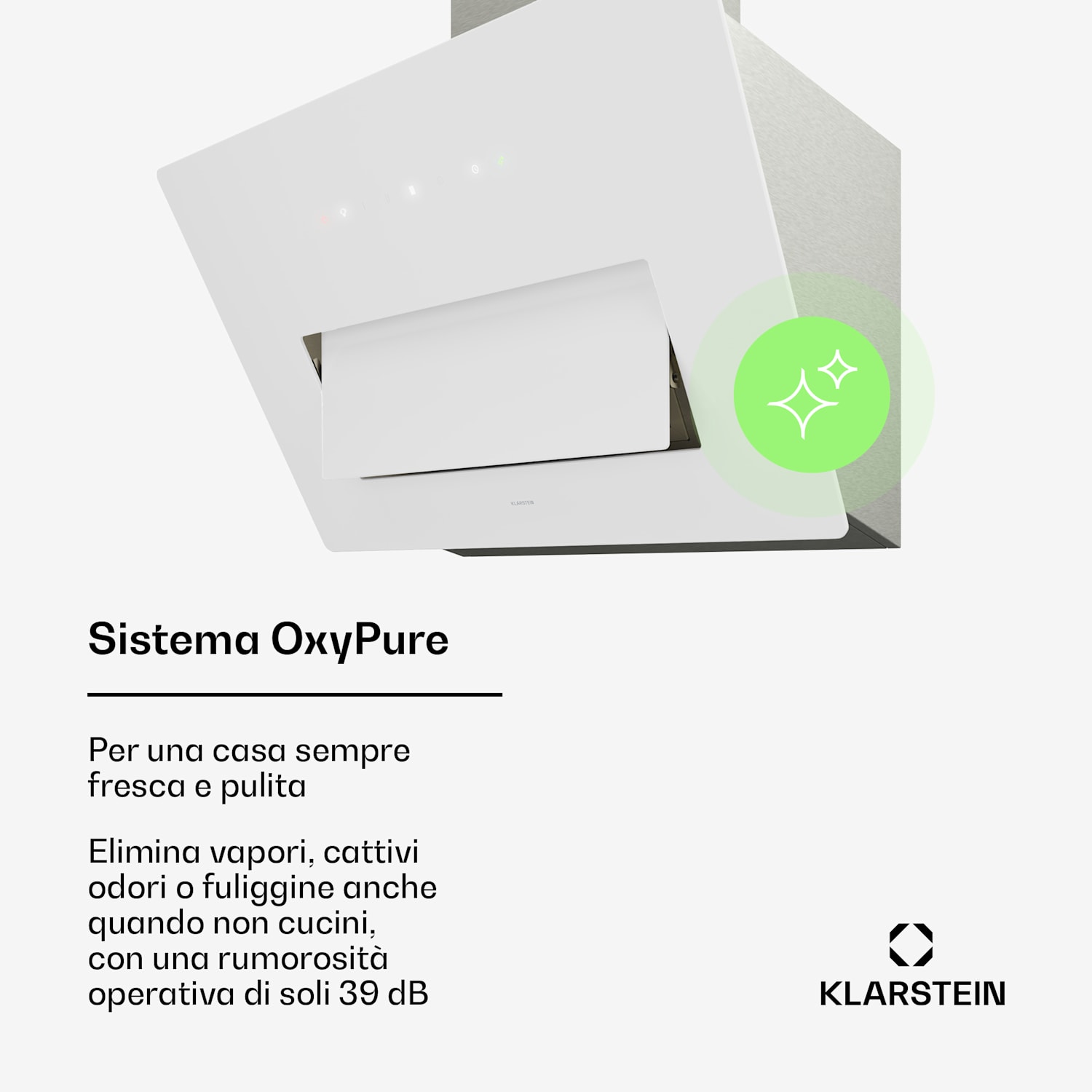 SleekAir - Cappa aspirante | A+++ | 717 m³/ora | Touch | LED | 60 cm 60 cm | Bianco