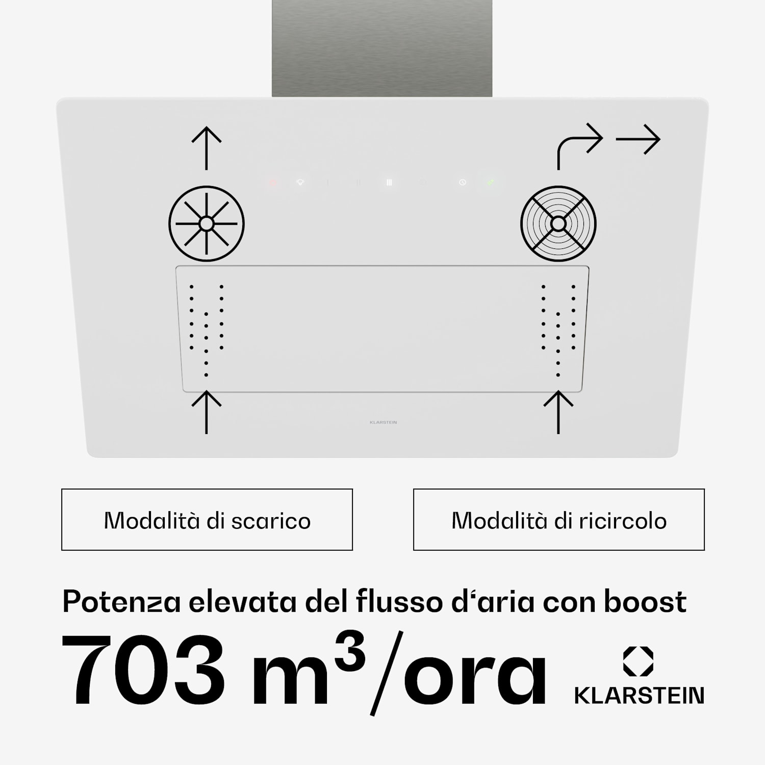 SleekAir - Cappa aspirante | A+++ | 717 m³/ora | Touch | LED | 60 cm 60 cm | Bianco