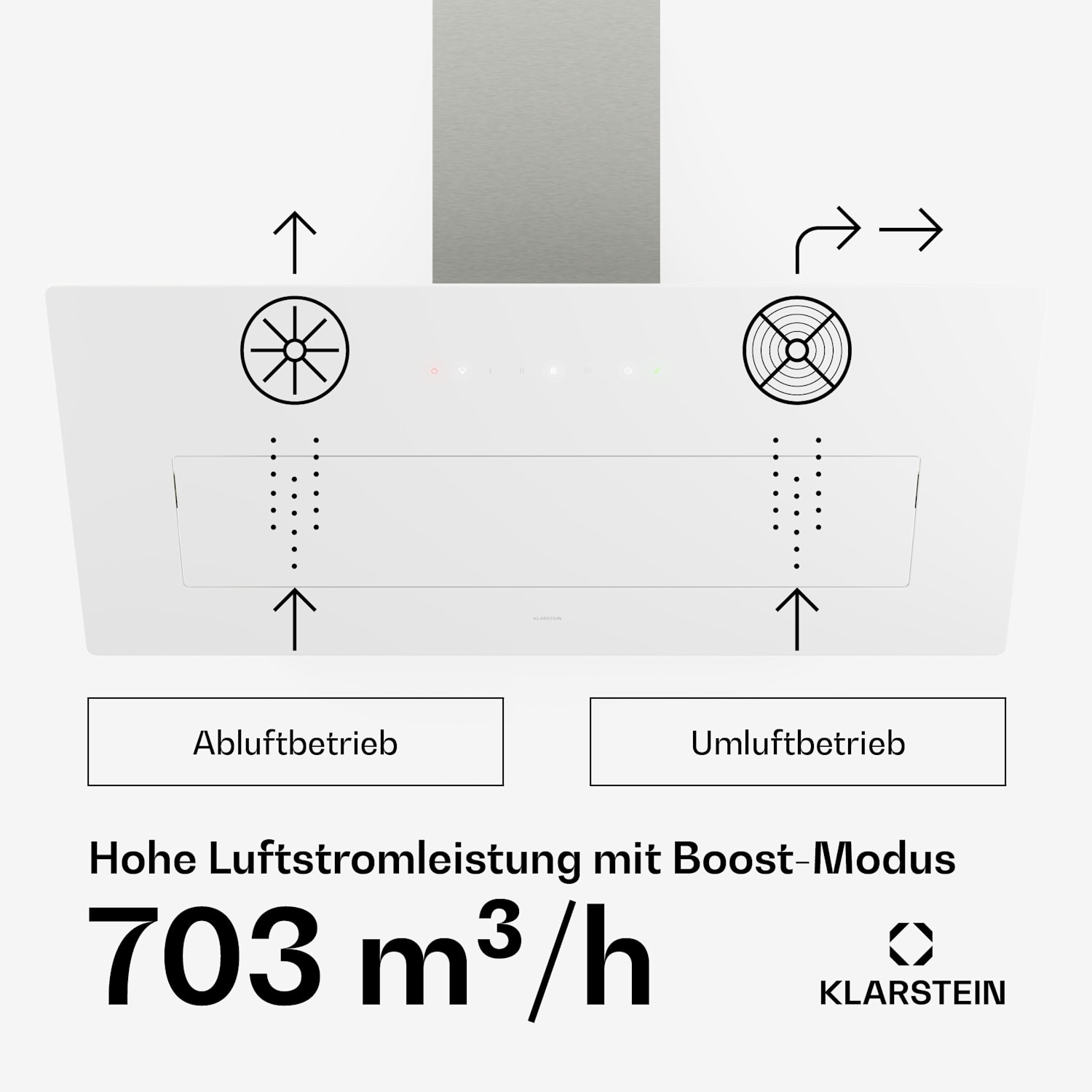 SleekAir Dunstabzugshaube | A+++ | 717 m³/h | Touch | LED | 90 cm 90 cm | Weiß