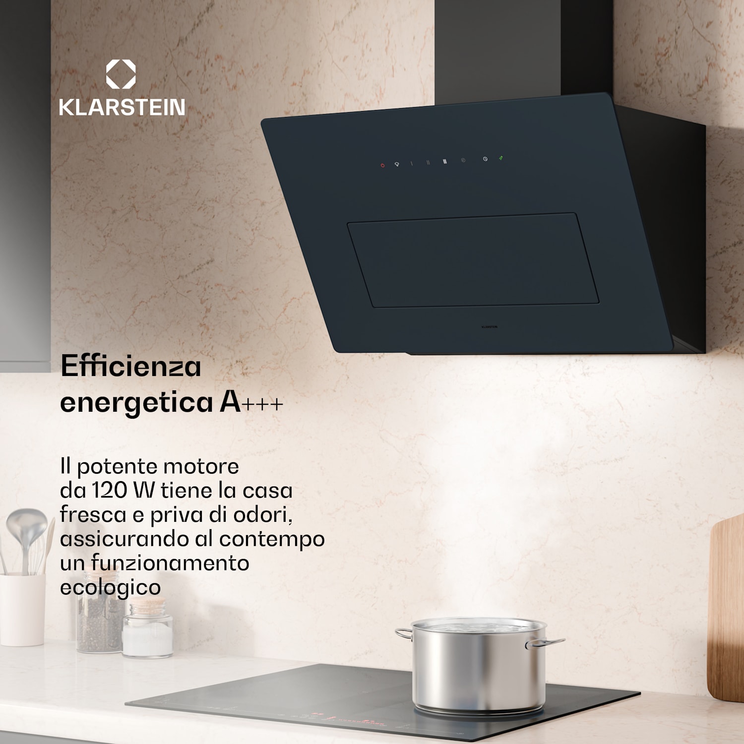 SleekAir - Cappa aspirante | A+++ | 717 m³/ora | Touch | LED | 60 cm 60 cm | Antracite