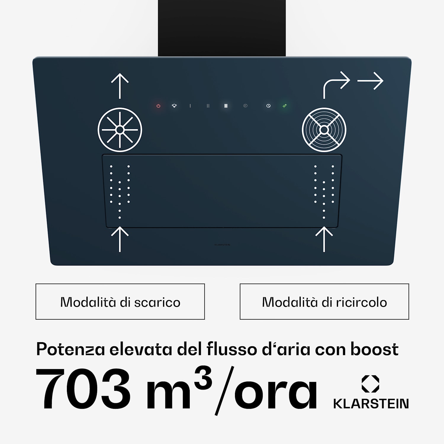 SleekAir - Cappa aspirante | A+++ | 717 m³/ora | Touch | LED | 60 cm 60 cm | Antracite