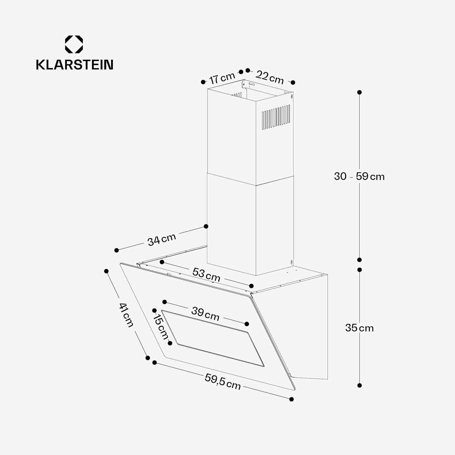SleekAir - Cappa aspirante | A+++ | 717 m³/ora | Touch | LED | 60 cm 60 cm | Antracite