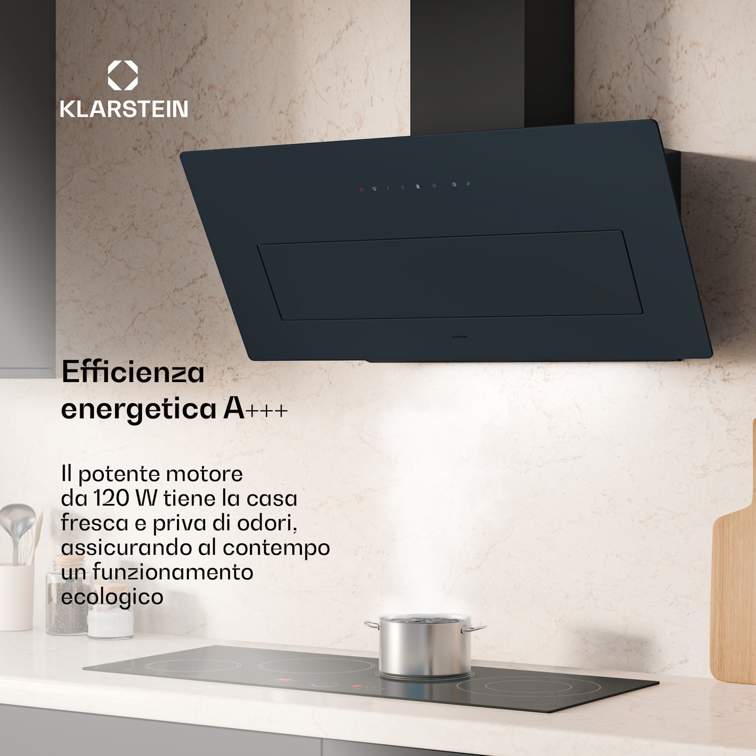 SleekAir - Cappa aspirante | A+++ | 717 m³/ora | Touch | LED | 90 cm 90 cm | Antracite
