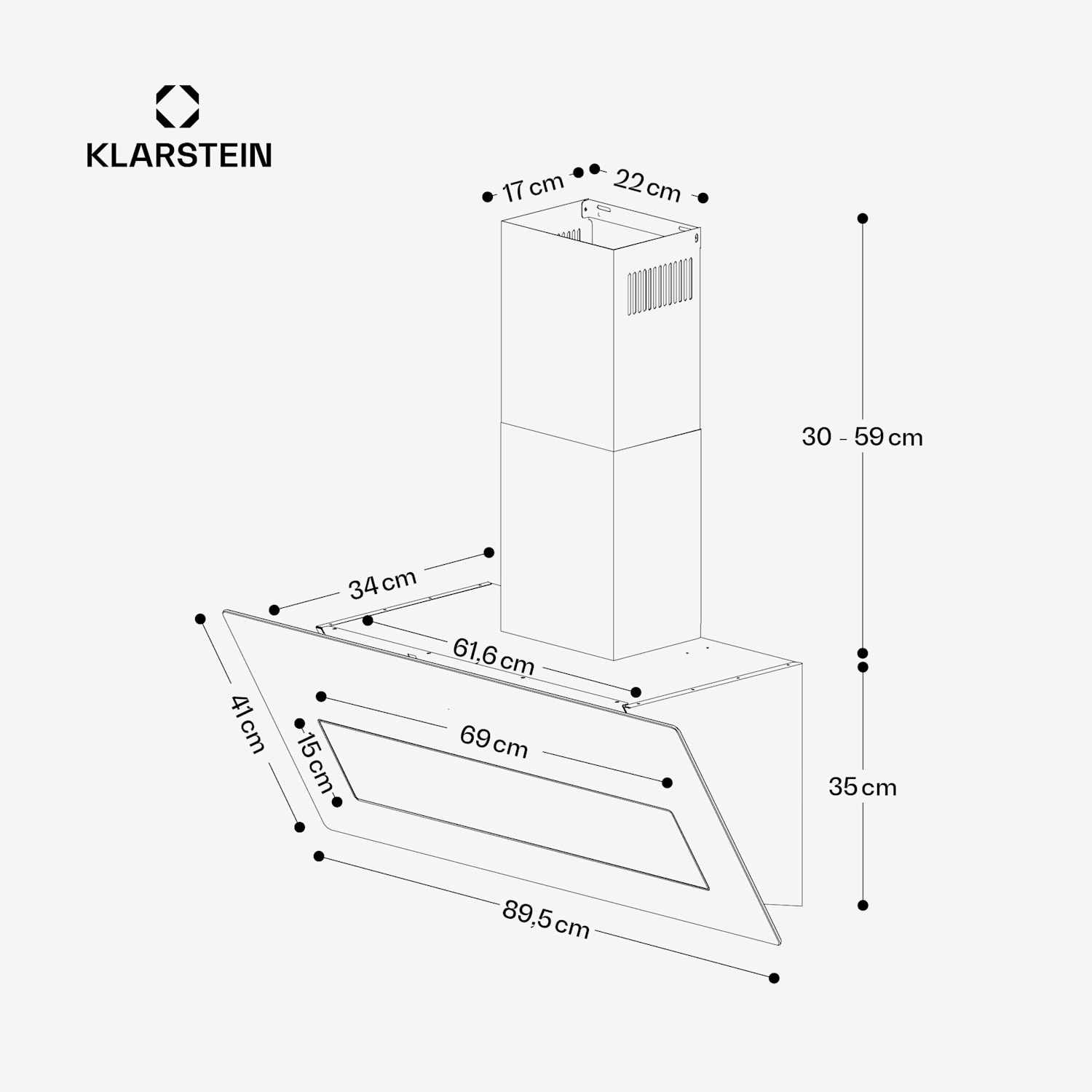 SleekAir hotte de cuisine | A+++ | 717 m³/h | Touch | LED | 90 cm 90 cm | Anthracite