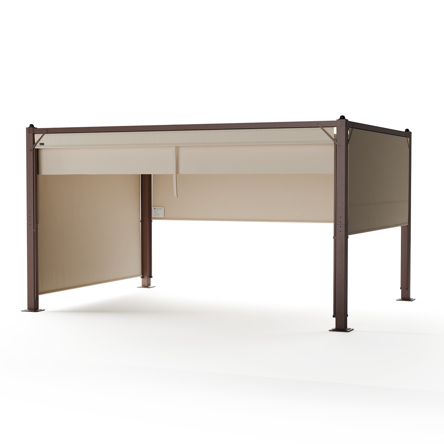 Pantheon Cortina - Gazebo, 3x4 m | Resistente alle intemperie | Alluminio | Verniciato a polvere | Imposte 3 x 4 m | Marrone/Beige
