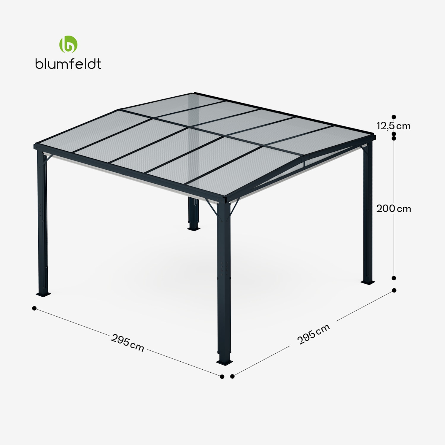 Pantheon Cortina Solid Sky Pergola 3x3 | résistant aux intempéries | thermolaquée | volets latéraux 