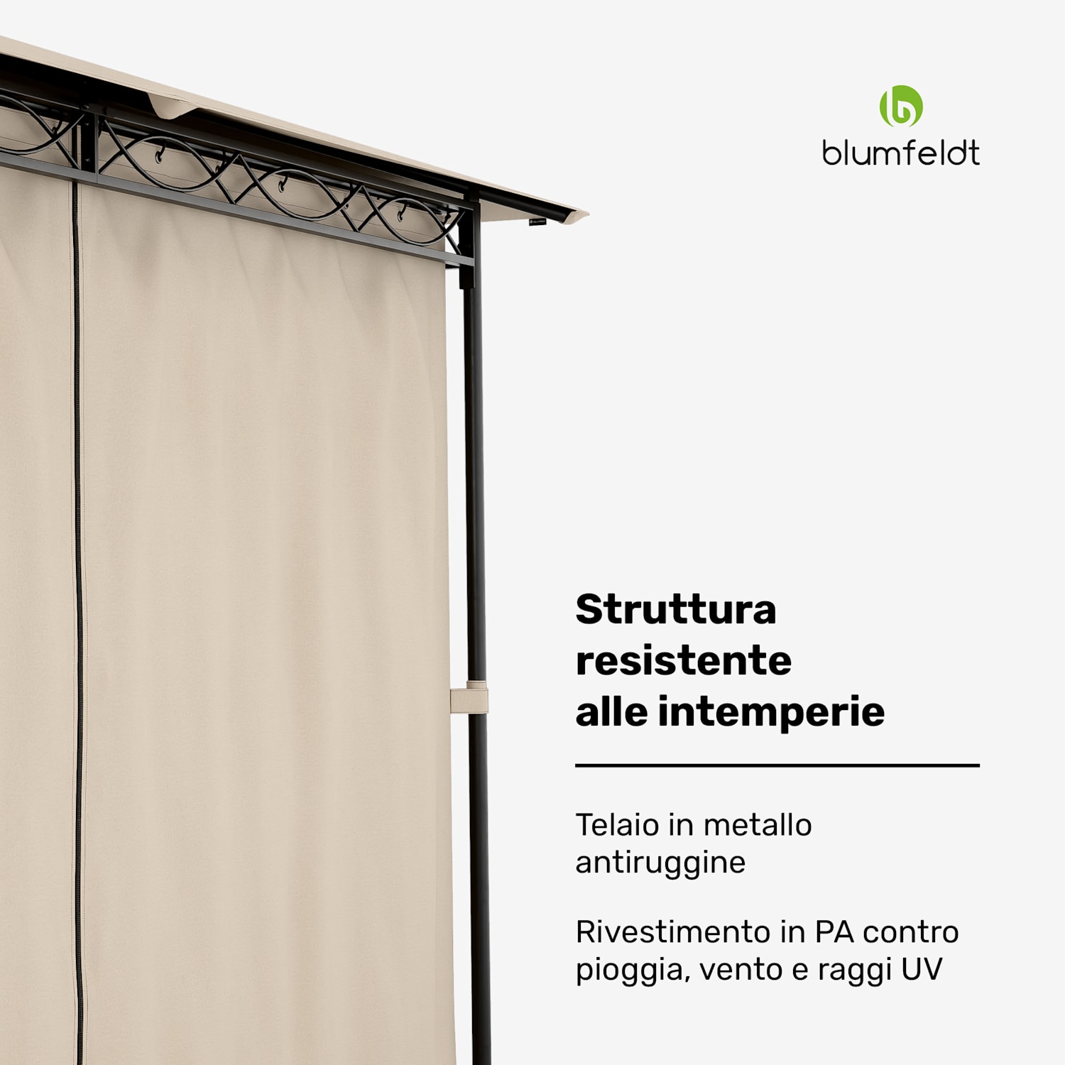 Mondo - Gazebo, 3x4, con telaio in metallo e 4 pareti laterali 3 x 4 m | Beige