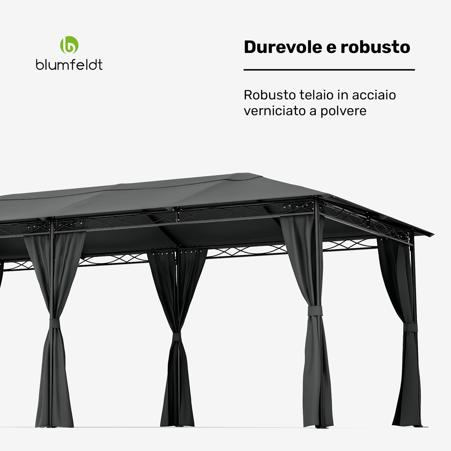 Mondo - Gazebo, 3x6, con telaio in metallo e 4 pareti laterali 3 x 6 m | Grigio scuro
