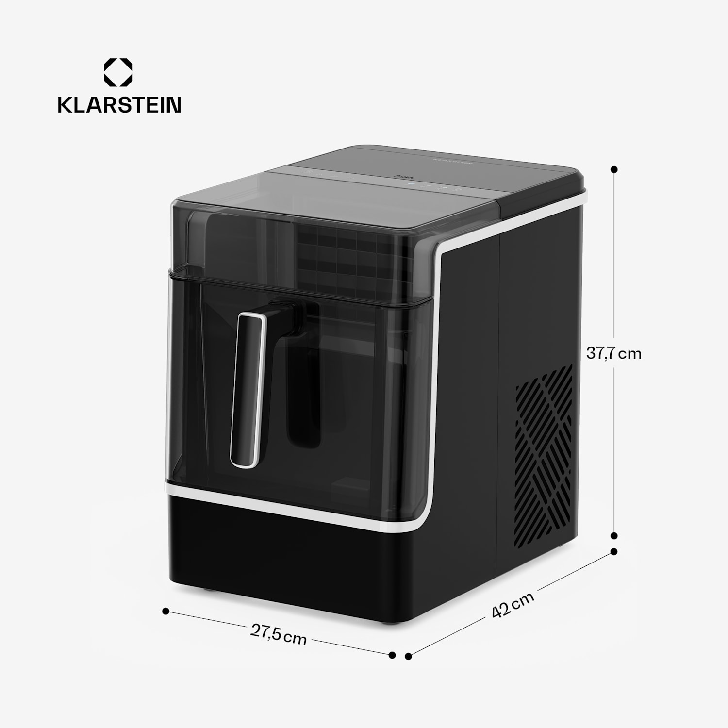 Ice Lux Eiswürfelmaschine | Edelstahl | 23 kg/24 h | Selbstreinigend Schwarz
