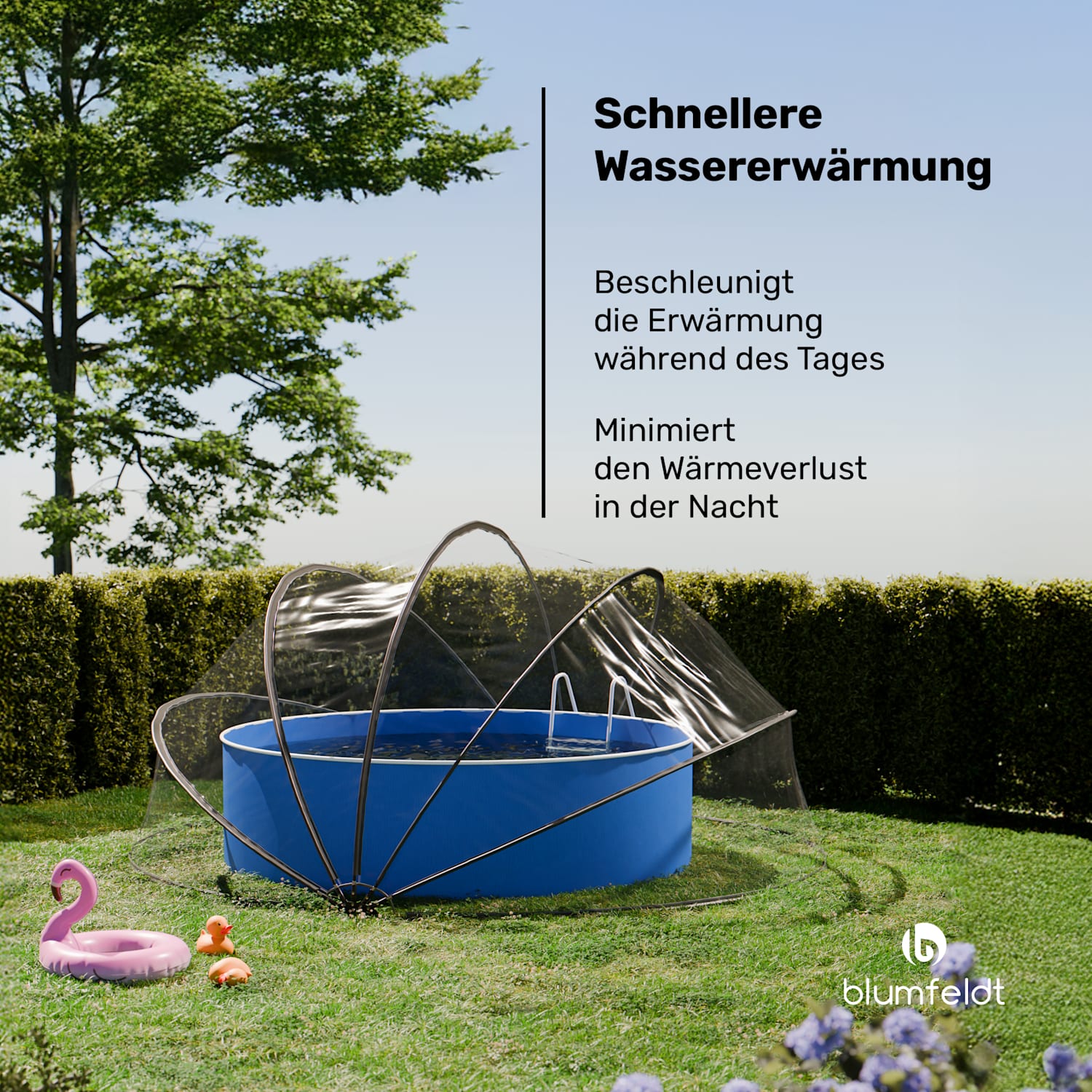 ArmadilloShade Poolpavillon | Rund | Fiberglas | UV Schutz | Transparent 440 cm