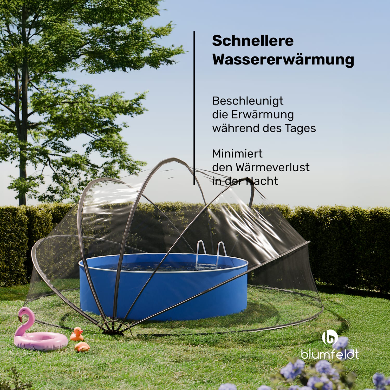 ArmadilloShade Pavilion de piscine | Rond | Fibre de verre | Protection UV | Transparent 559 cm