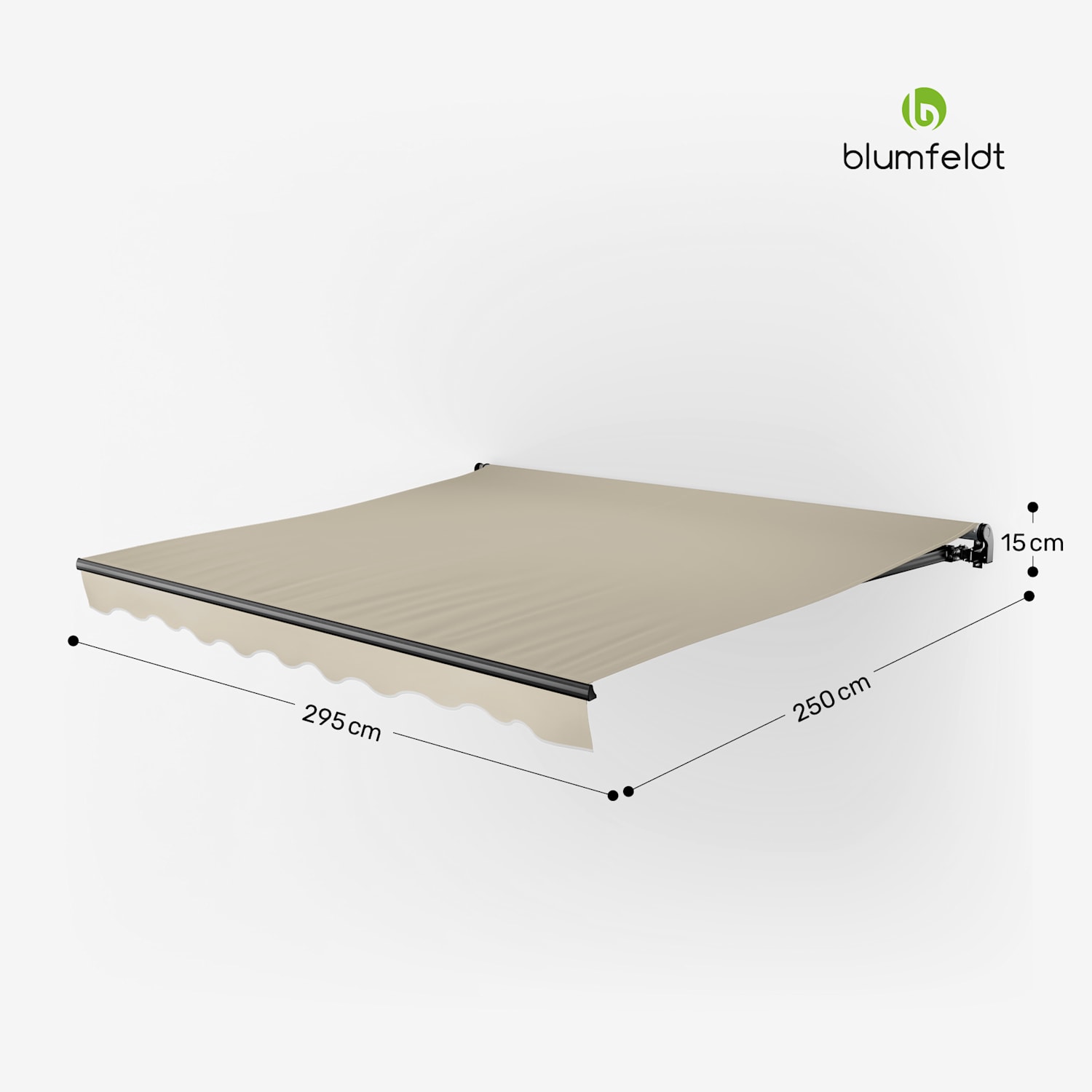 CloudShade Auvent | Contrôle intelligent | Protection UV | Montage mural 295 cm | Store banne à bras articulés ouverts | Beige