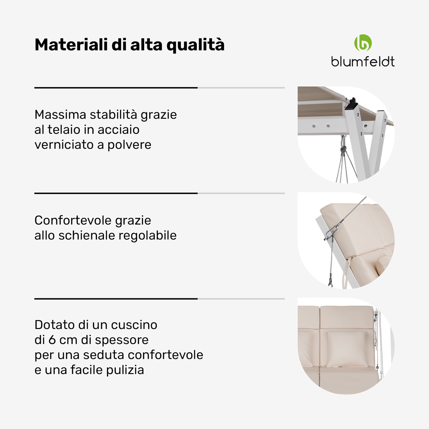 FlexiSwing - Dondolo Hollywood, 2 posti, con schienale regolabile + tettuccio parasole, resistente alle intemperie 2 posti | Beige