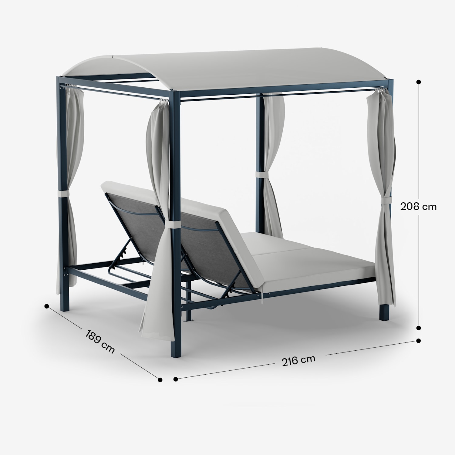 Eremitage Double XL Sunbed Sonnenbett | Sonnenschutz | bis zu 2 Personen | Stahlrahmen | wetterfest 