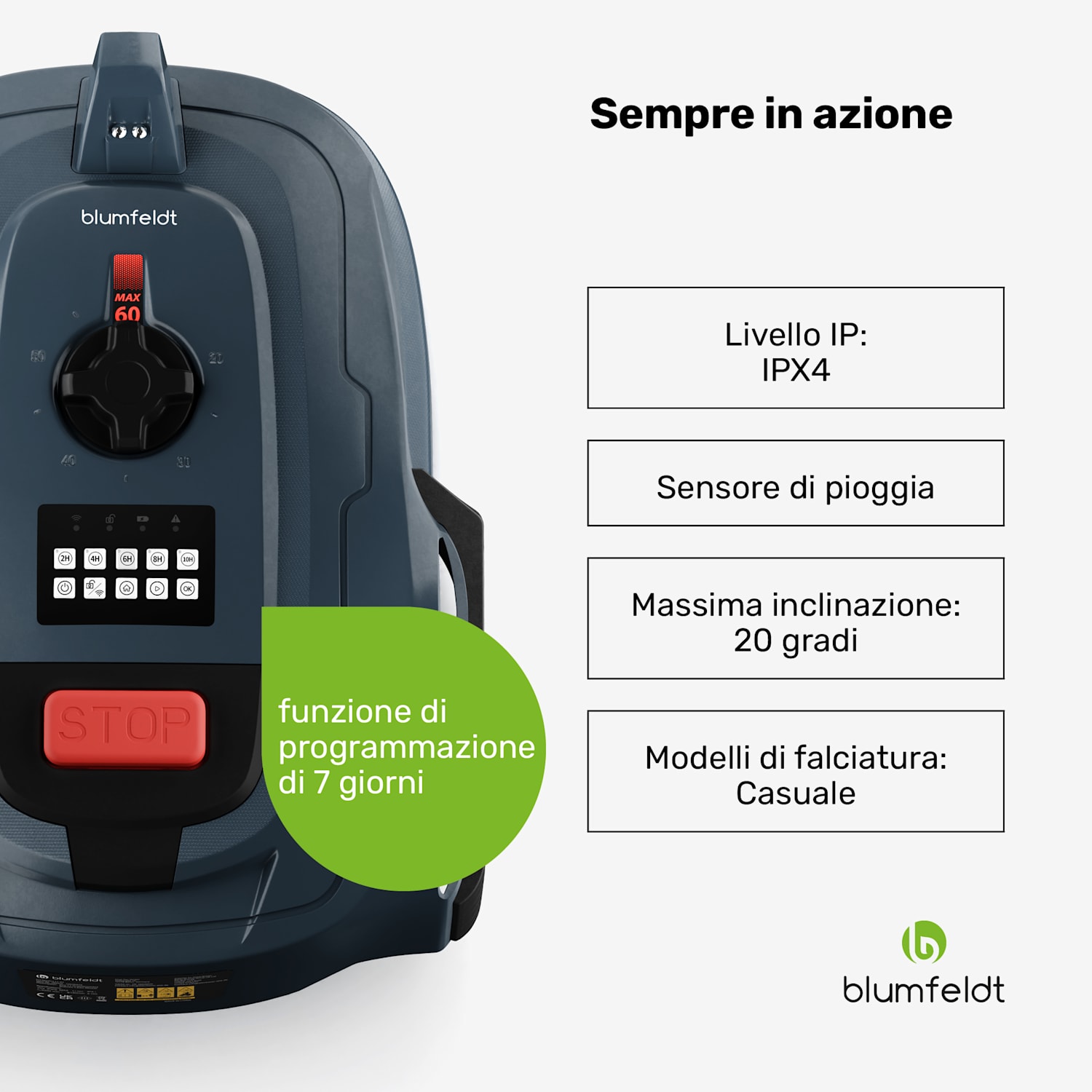 GrassConnect - Robot tosaerba | Cura del prato fino a 1.000 m² | Controllo tramite app 