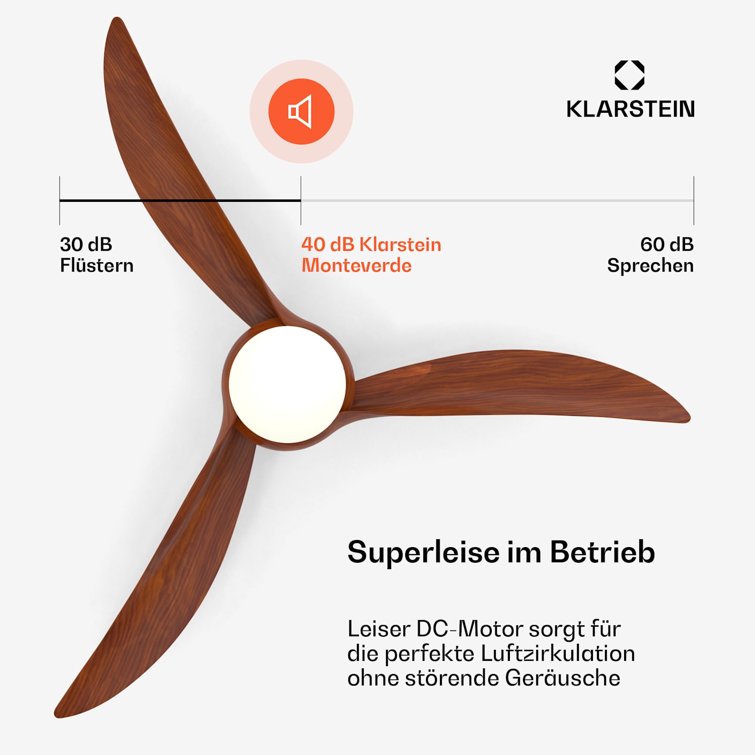 Ventilatore da soffitto Monteverde con luce dimmerabile Noce
