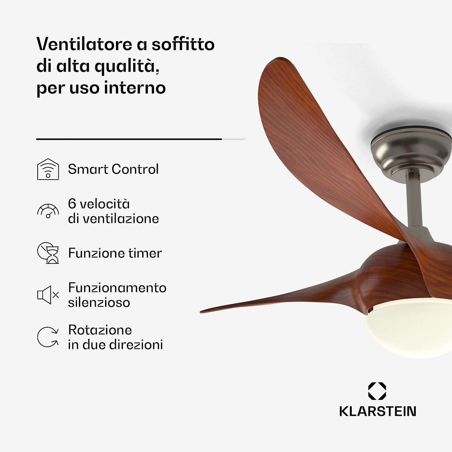 Ventilatore da soffitto Monteverde con luce dimmerabile Noce