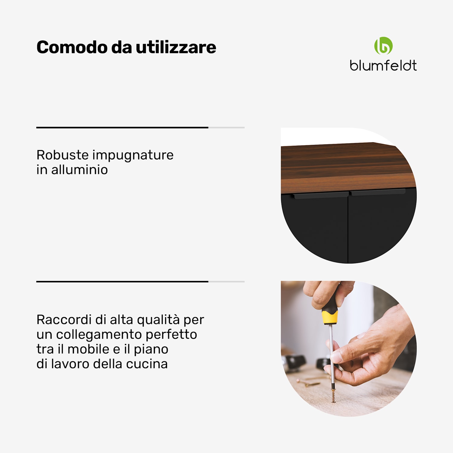 WoodVista Cassettiera | Piano di lavoro in MDF robusto | Cerniere Soft-Close | Maniglie in alluminio Cassettiera | Noce/Nero