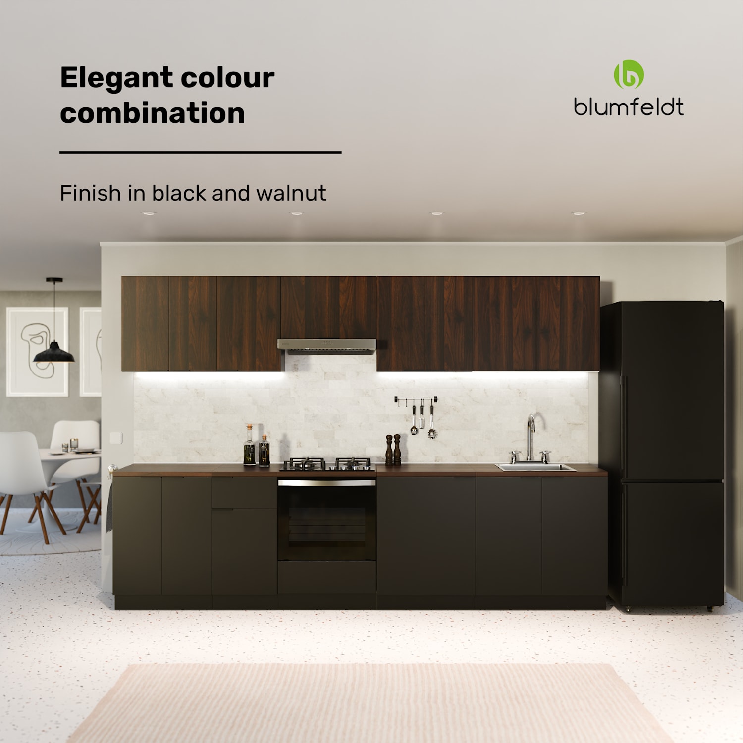 WoodVista Drawer Cabinet | Robust MDF Worktop | Soft-Close Hinges | Aluminium Handles Drawer cabinet | Walnut / black