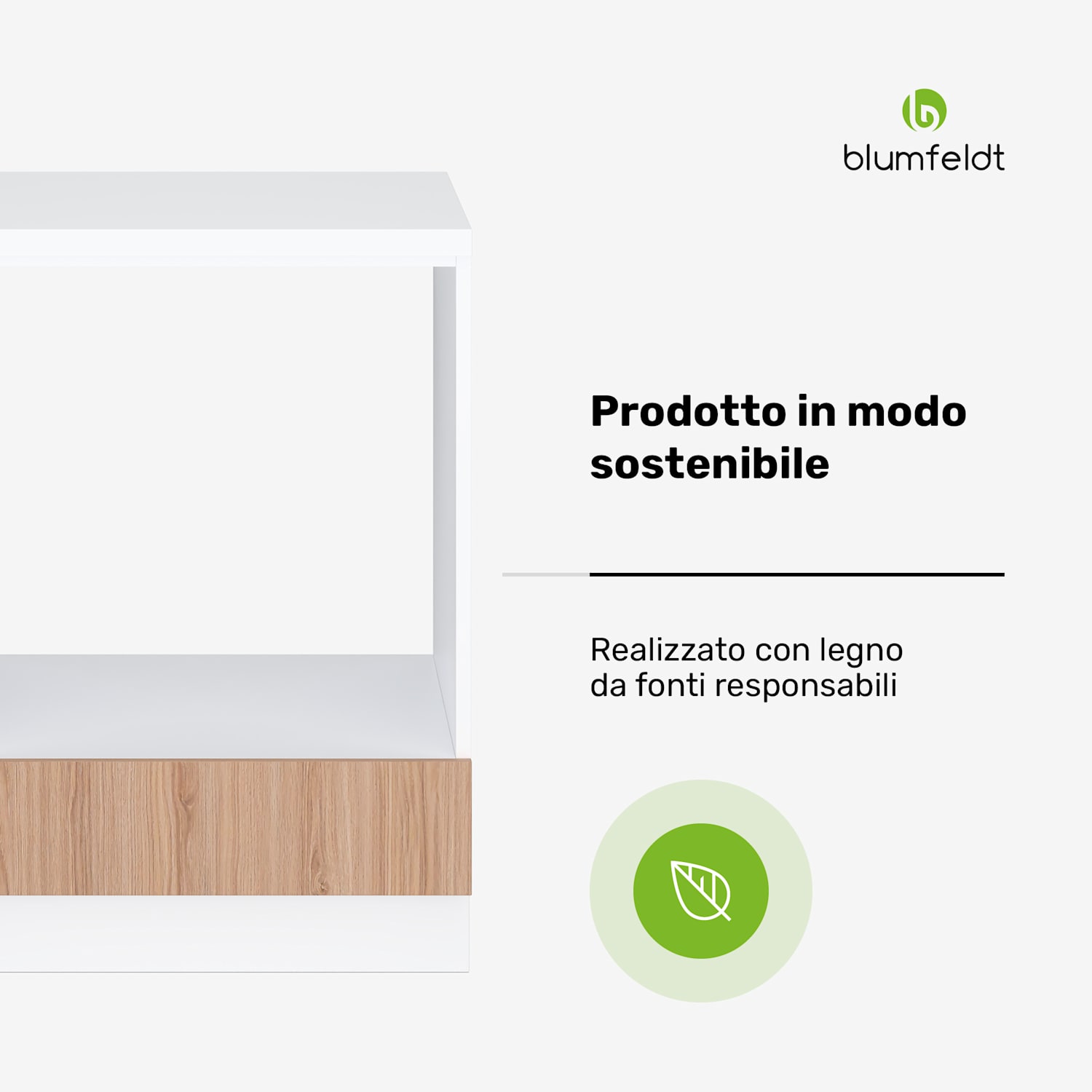 WoodVista - Armadietto | Stabile piano di lavoro in MDF | Materiali sostenibili | Montaggio semplice Mobile per forno da incasso | Bianco / Rovere