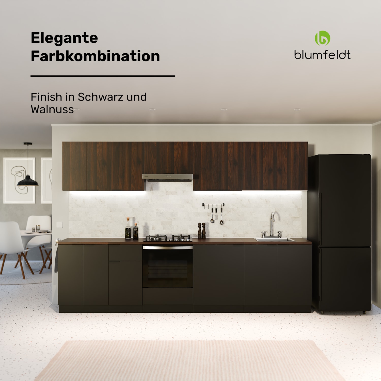 WoodVista Placard de rangement | Plateau de travail MDF stable | Matériaux durables | Montage facile Armoire pour four encastrable | Noyer / Noir