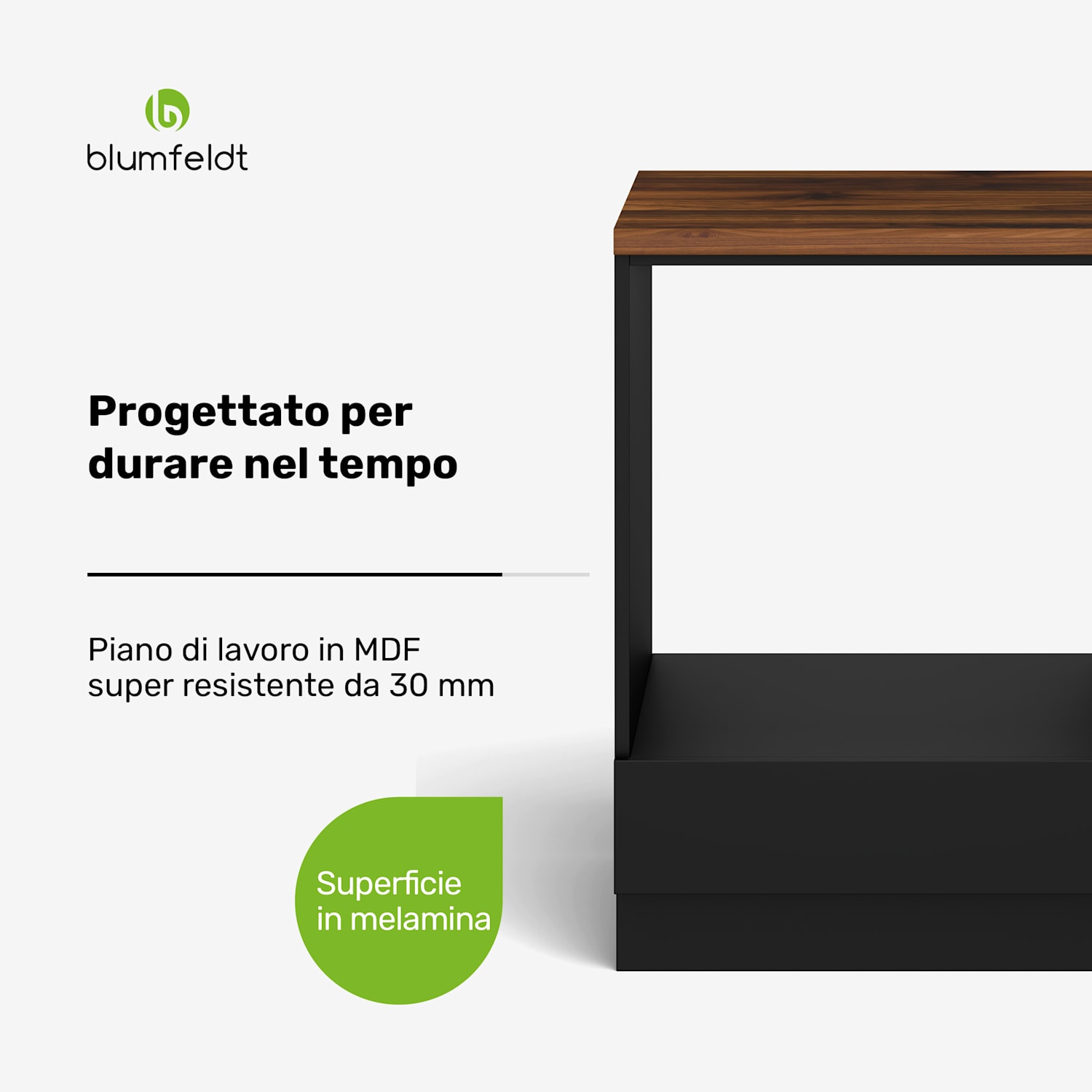 WoodVista - Armadio | Stabile piano di lavoro in MDF | Materiali sostenibili | Montaggio semplice Mobile per forno da incasso | Noce/Nero