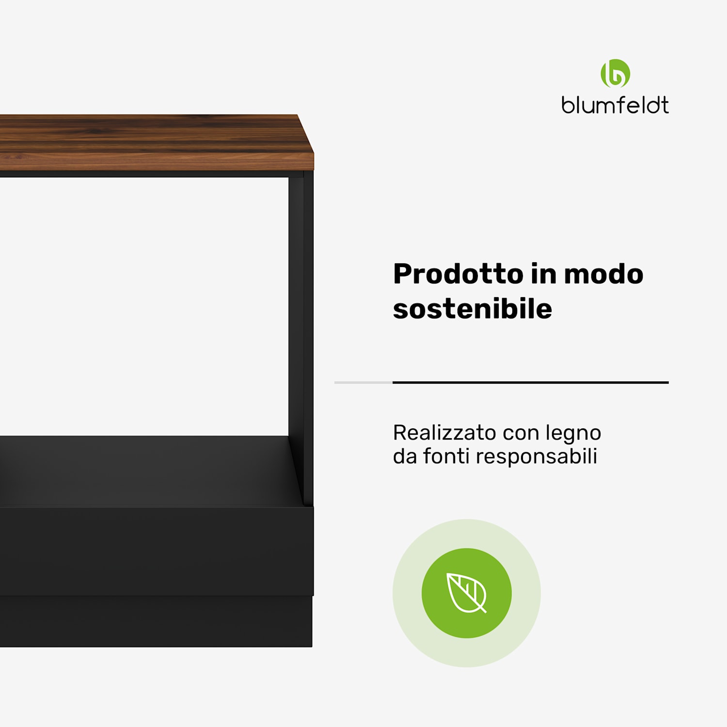 WoodVista - Armadio | Stabile piano di lavoro in MDF | Materiali sostenibili | Montaggio semplice Mobile per forno da incasso | Noce/Nero