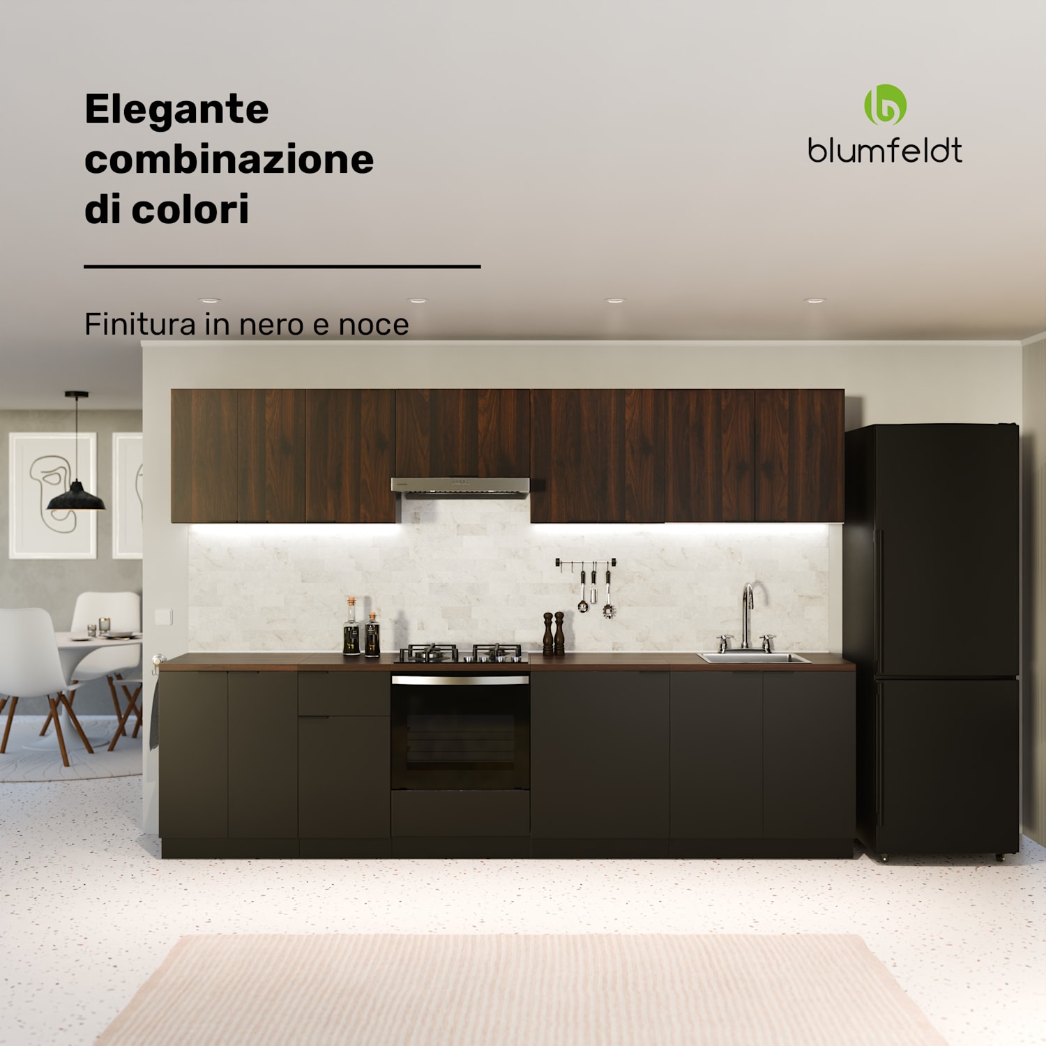 WoodVista - Armadio | Stabile piano di lavoro in MDF | Materiali sostenibili | Montaggio semplice Mobile per forno da incasso | Noce/Nero