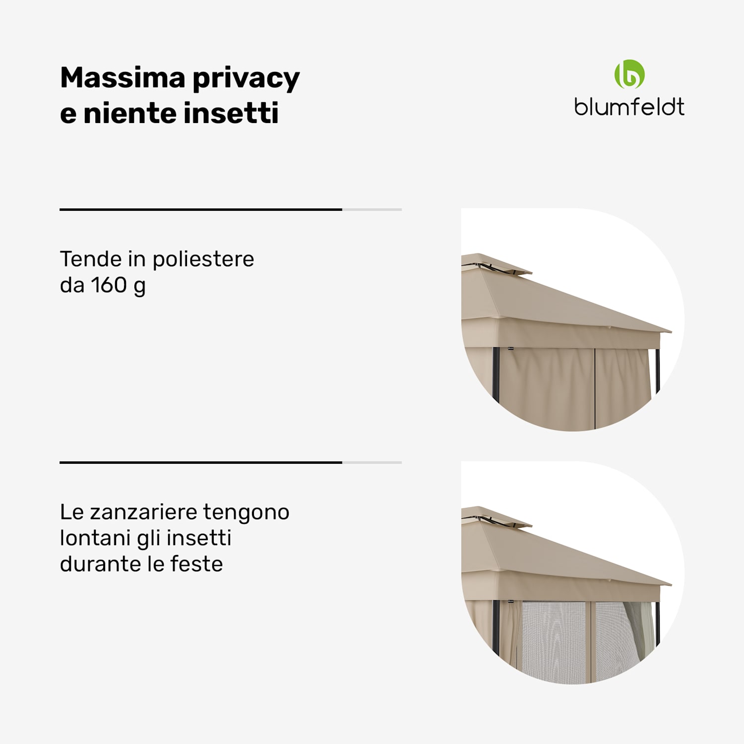 Mondo Dual - Gazebo, 3x4, con doppio tetto e zanzariere 3 x 4 m | Beige