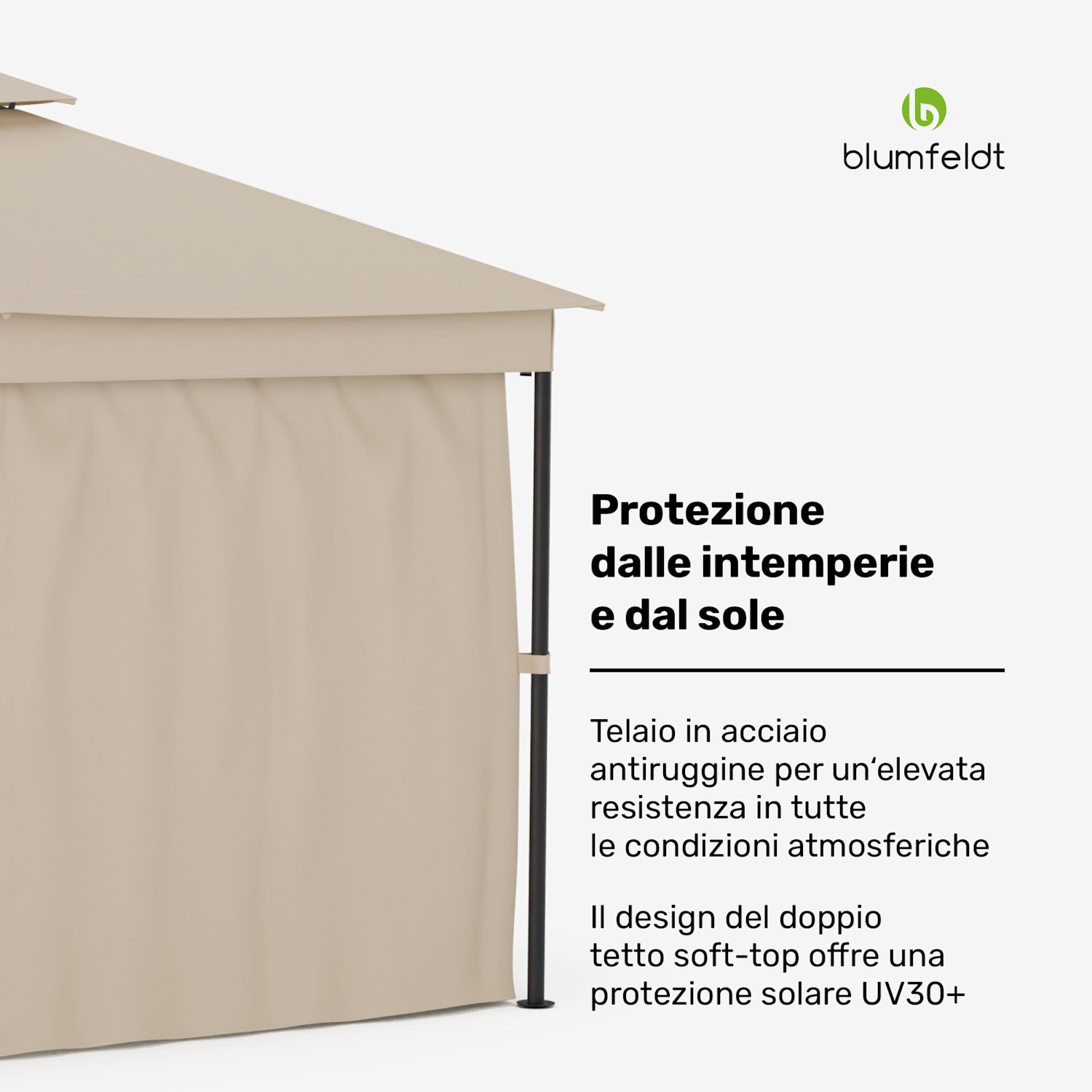 Mondo Dual - Gazebo, 3x4, con doppio tetto e zanzariere 3 x 4 m | Beige