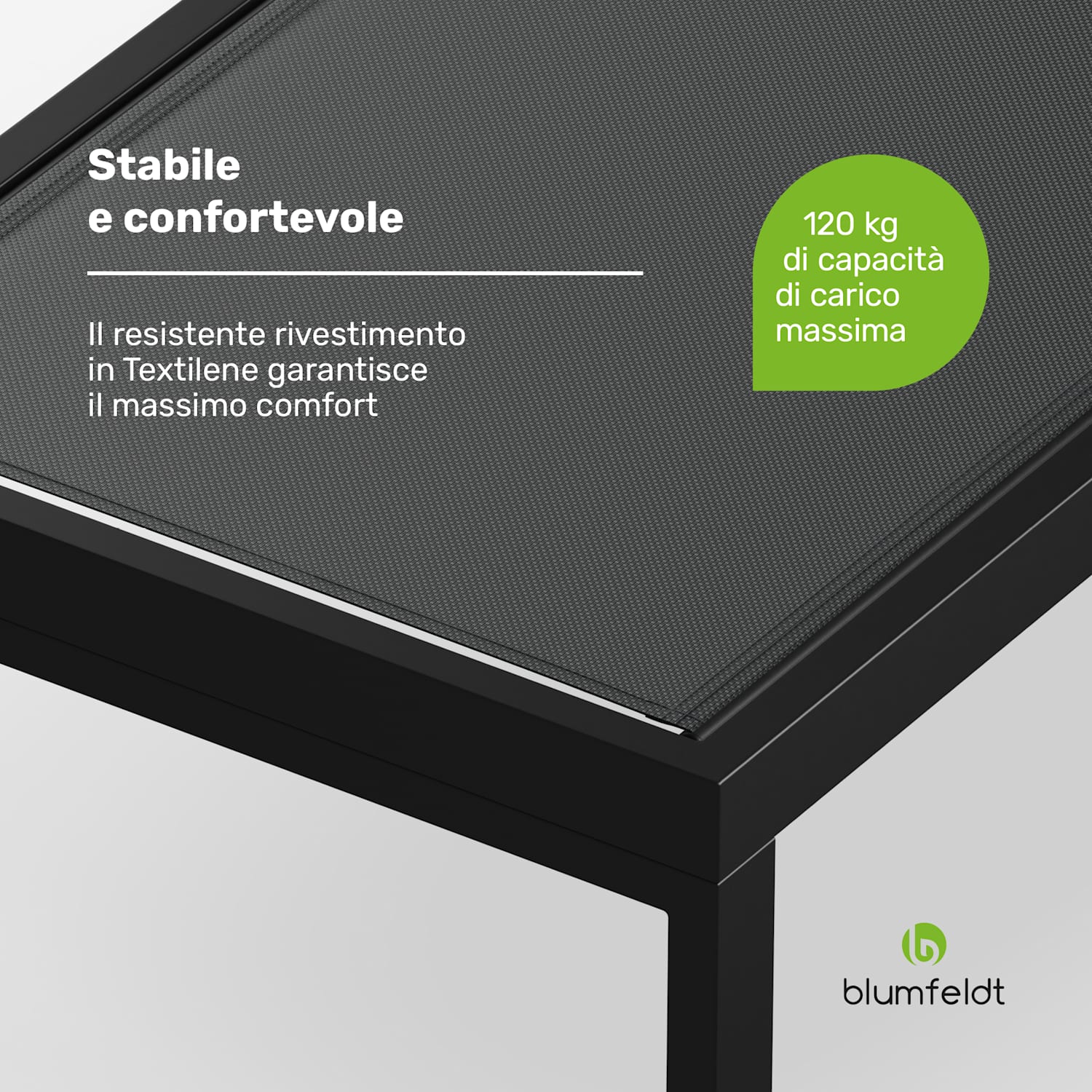  Lucca Lounge - Sedia a sdraio | Capacità di carico di 120 kg | 5 regolazioni | Idrorepellente Grigio scuro