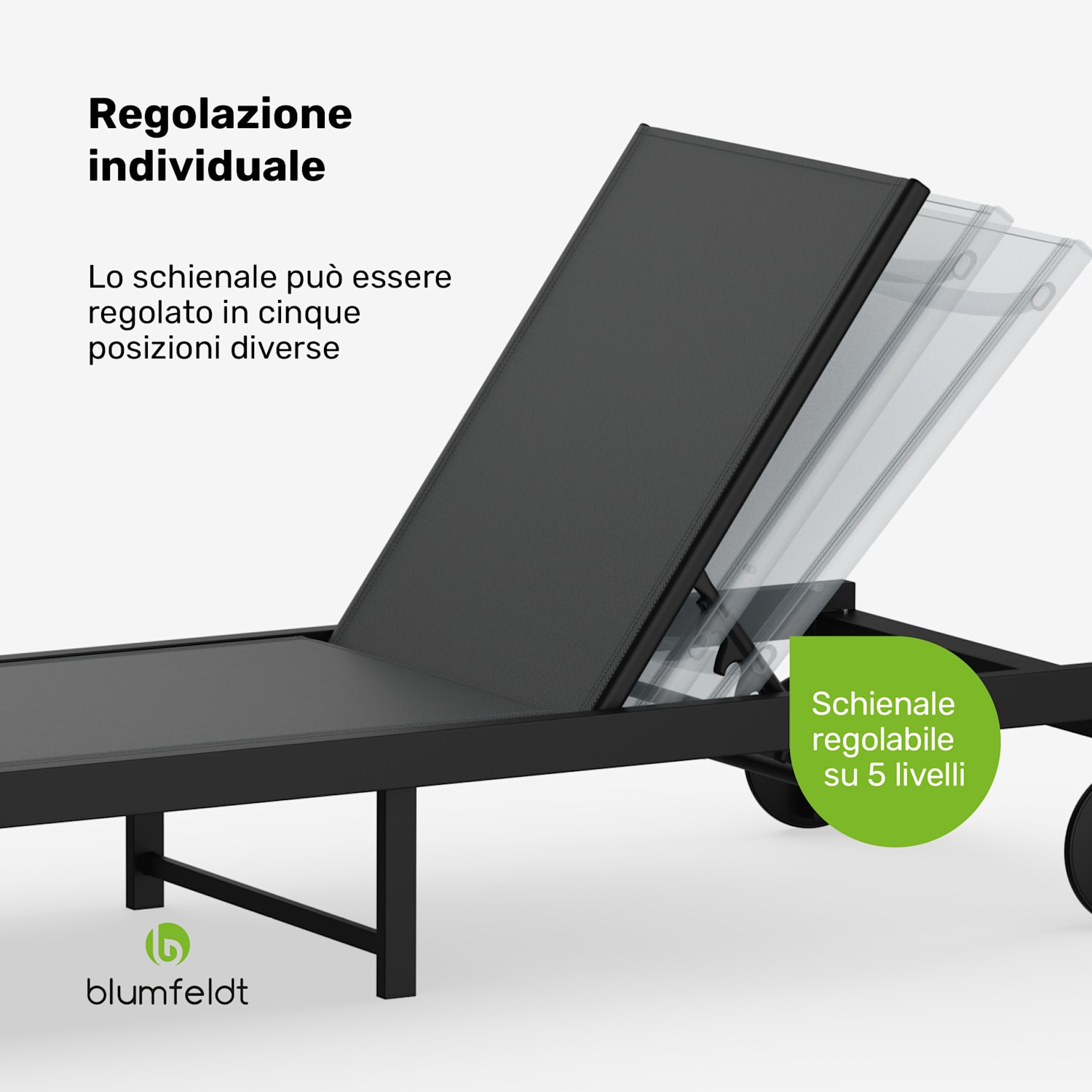  Lucca Lounge - Sedia a sdraio | Capacità di carico di 120 kg | 5 regolazioni | Idrorepellente Grigio scuro