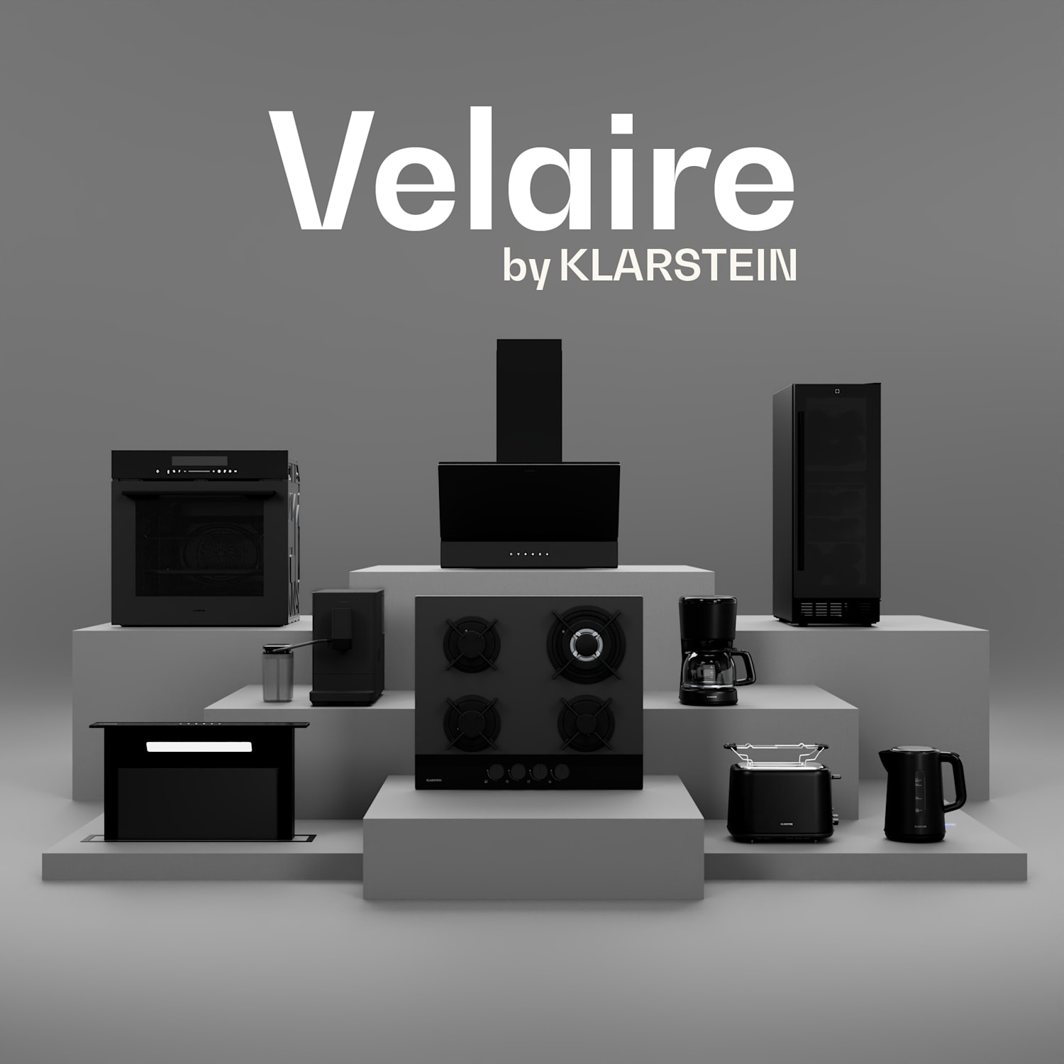 Velaire - Cappa aspirante | Elegante, minimalista, potente | Classe energetica A++ | 820 m³/ora | 90 cm 90 cm | Nero
