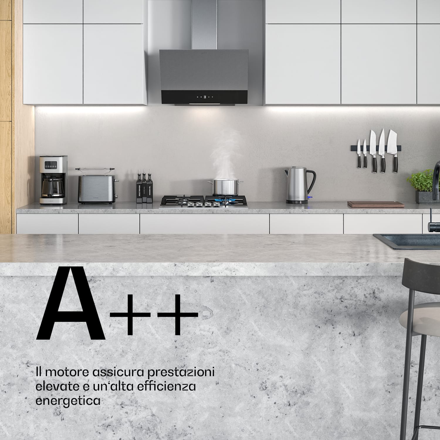 Verosteel - Cappa aspirante | Elegante, minimalista, potente | Classe energetica A | 624 m³/ora | 60 cm 60 cm