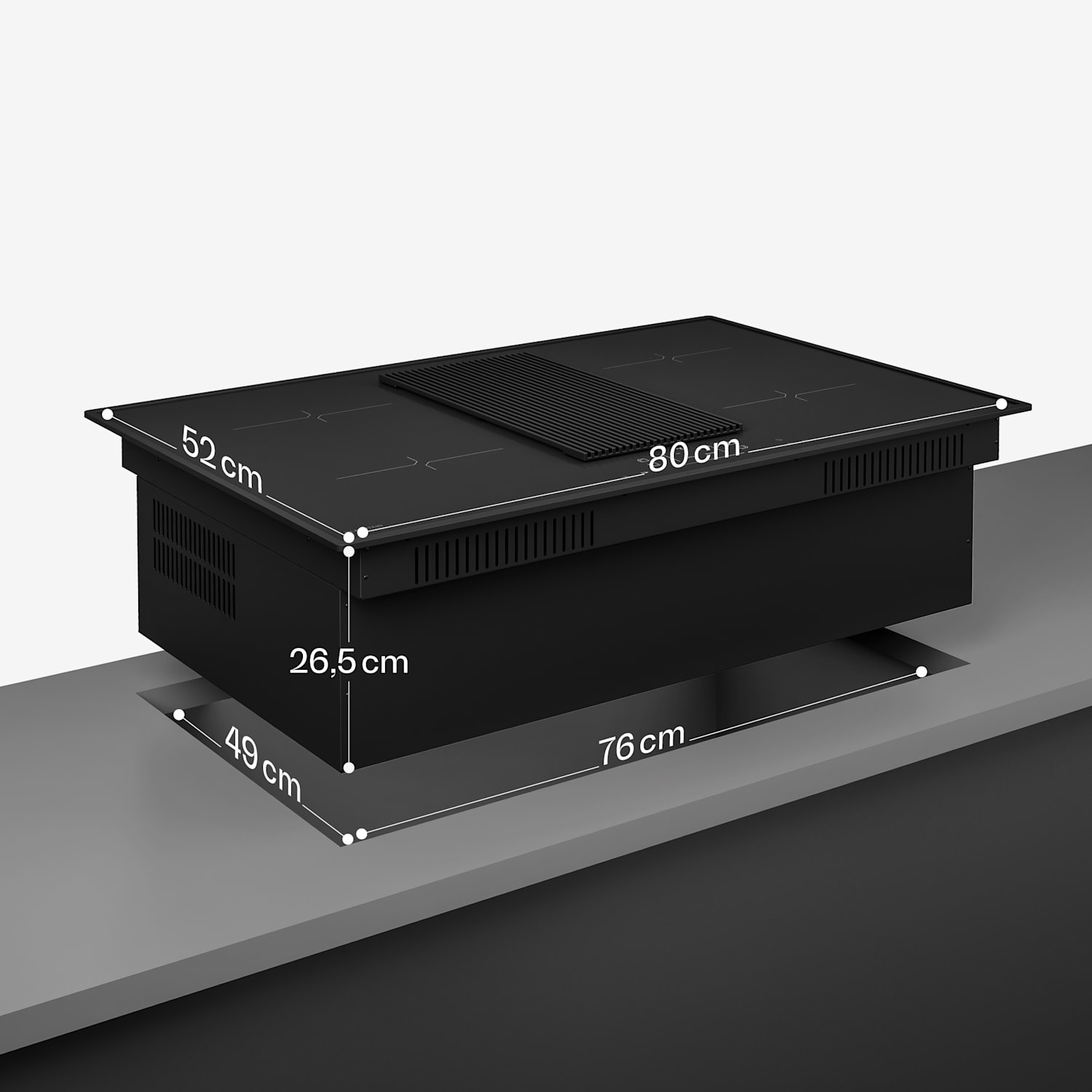 Velaire Induktionskochfeld mit integrierter Abzugshaube Edel, minimalistisch, kraftvoll 8400 W 80 cm Basic