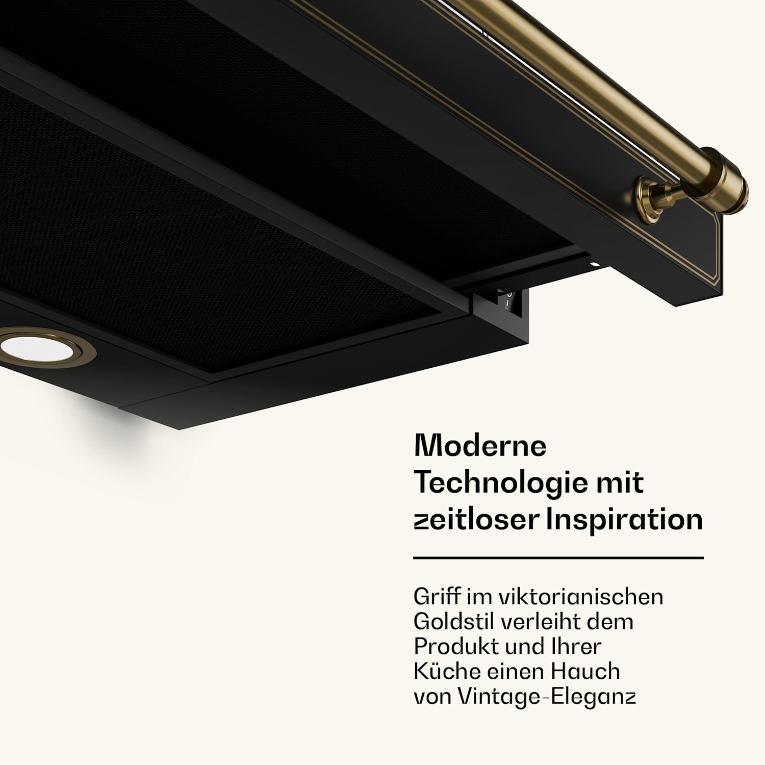Victoria Ausfahrbare Dunstabzugshaube Elegant, Retro-inspiriert, Zeitlos EEC A++ 358,54 m³/h 60 cm Schwarz