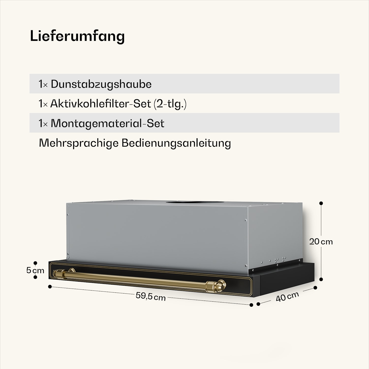 Victoria Ausfahrbare Dunstabzugshaube Elegant, Retro-inspiriert, Zeitlos EEC A++ 358,54 m³/h 60 cm Schwarz