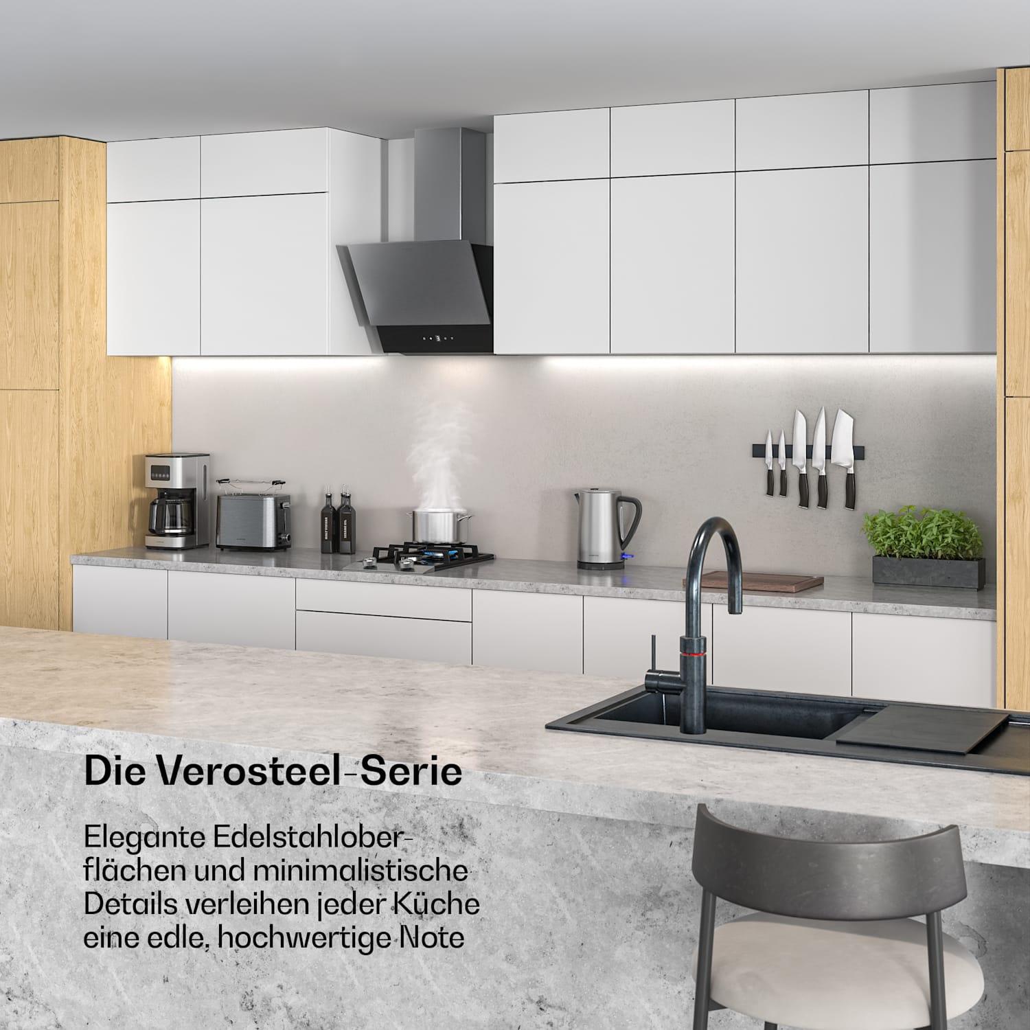 Verosteel Frühstücksset | Toaster, Wasserkocher, Kaffeemaschine | 12 Tassen 3er-Set
