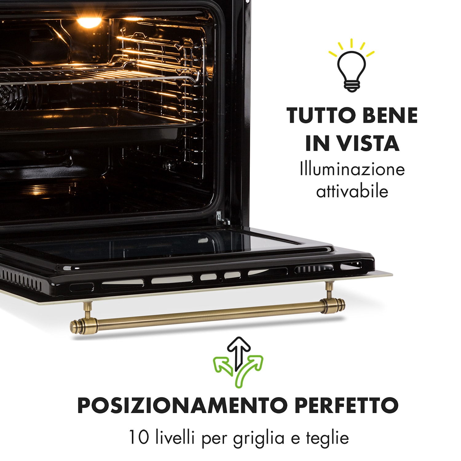 Victoria 60 Set Triplo Gas | Piano cottura a gas | Forno | Cappa aspirante Gas da 60 cm | Crema vintage