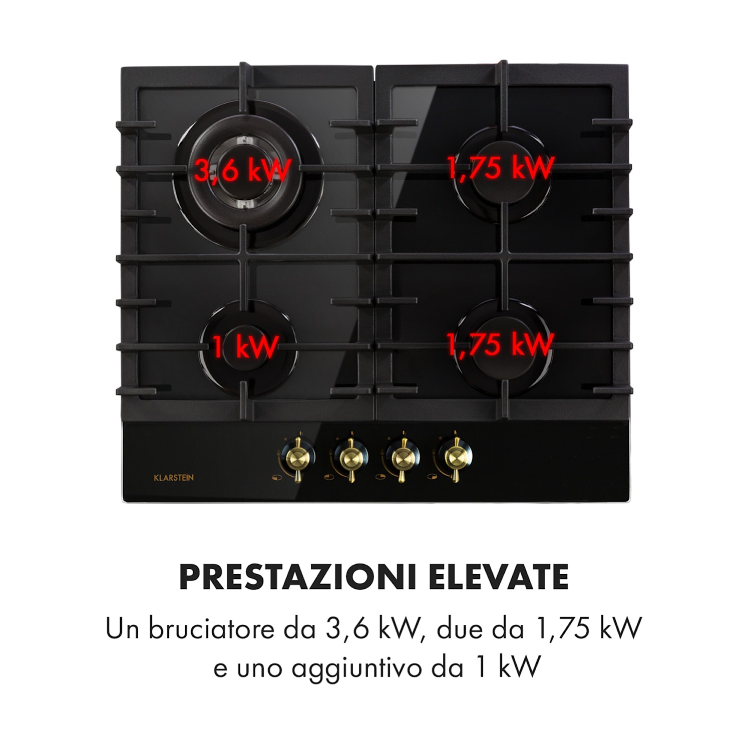 Victoria 60 Duo Set Gas | Piano cottura a gas | Cappa aspirante Gas da 60 cm | Nero