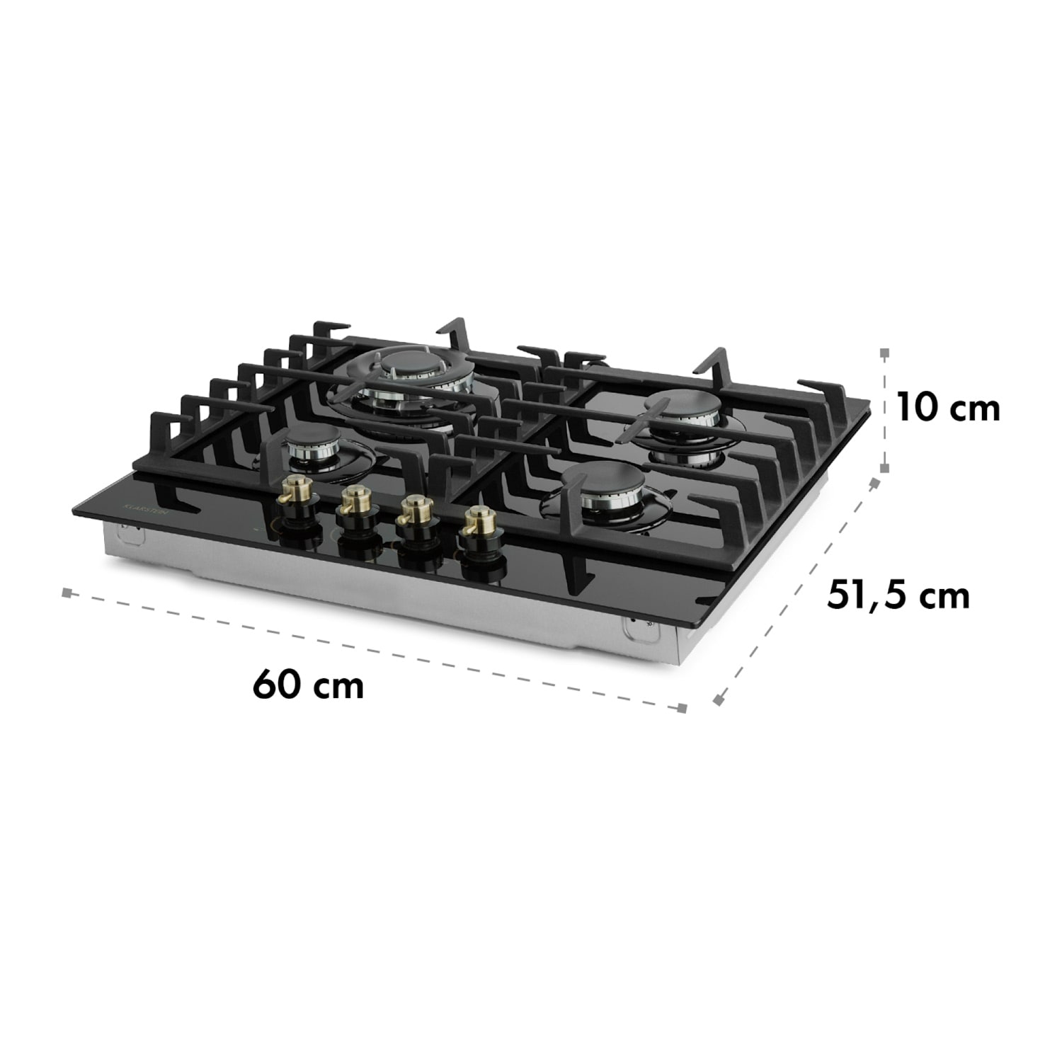 Victoria 60 Duo Set Gas | Gas-Kochfeld | Dunstabzugshaube 60 cm Gas | Schwarz