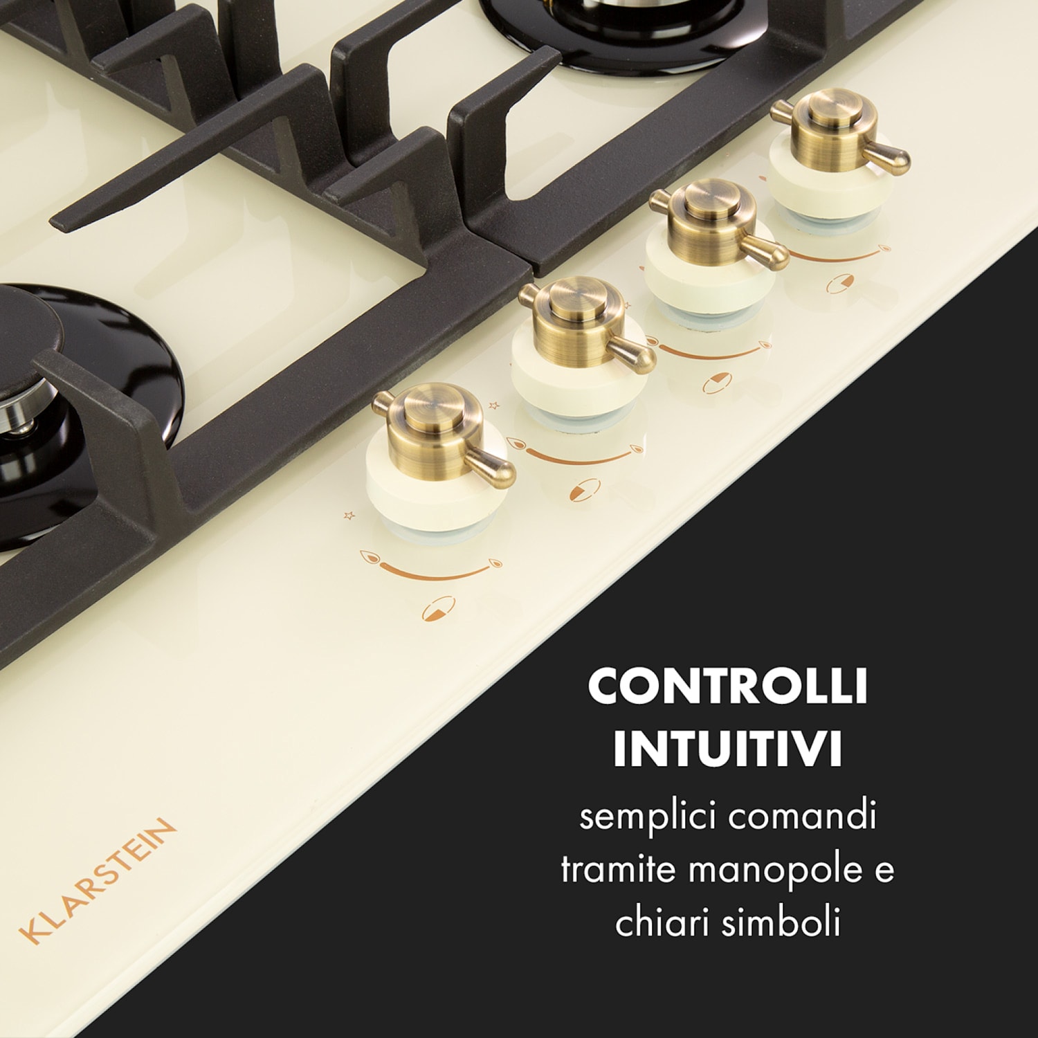 Victoria 60 Duo Set Gas | Piano cottura a gas | Cappa aspirante Gas da 60 cm | Crema vintage